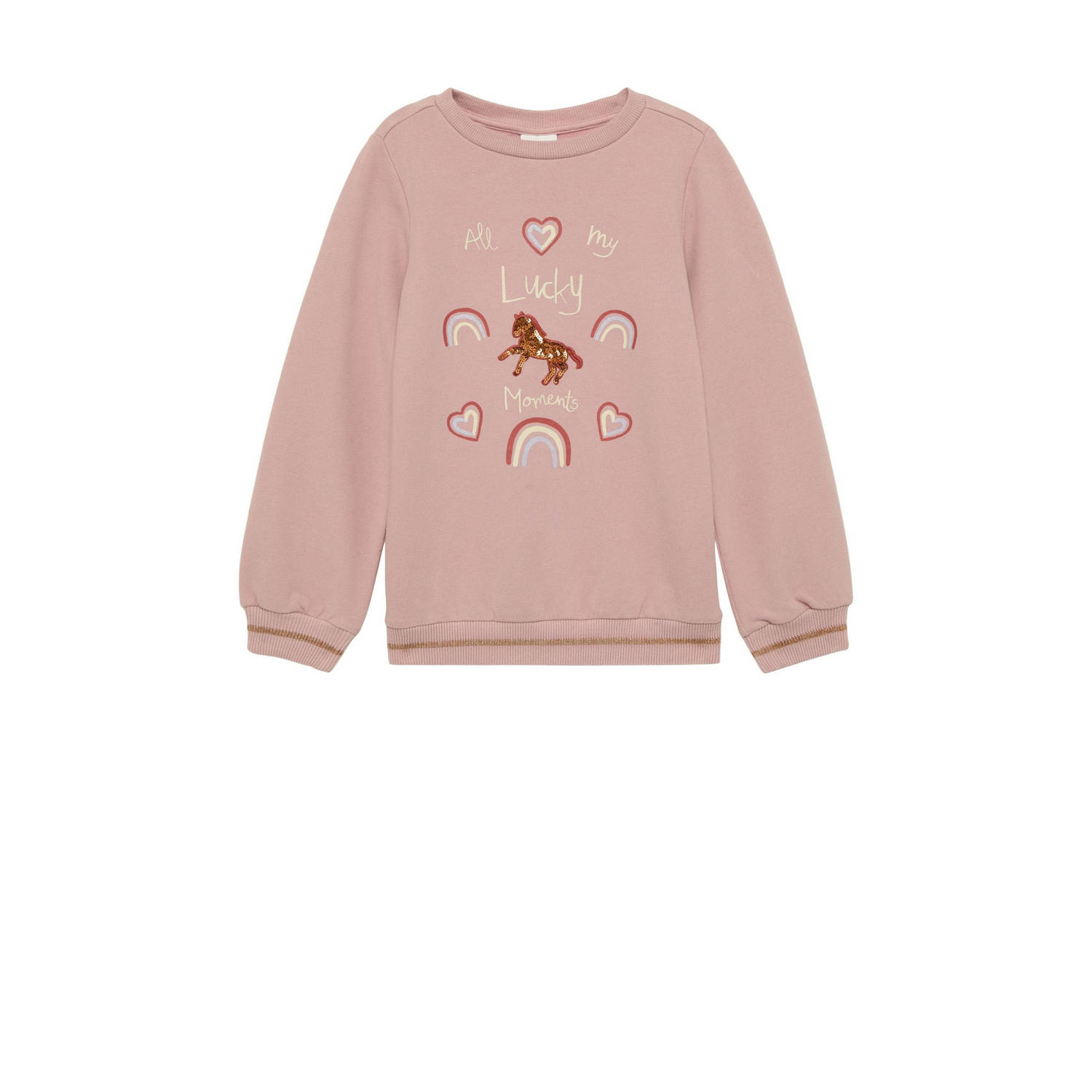 S.Oliver RED LABEL Regular fit sweatshirt van zachte katoenmix met glitter- en paillettendetails