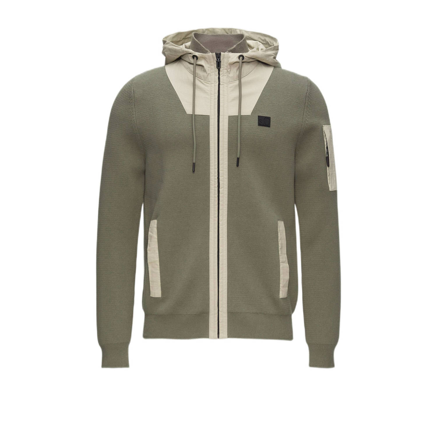 S.Oliver gebreid vest met logo groen