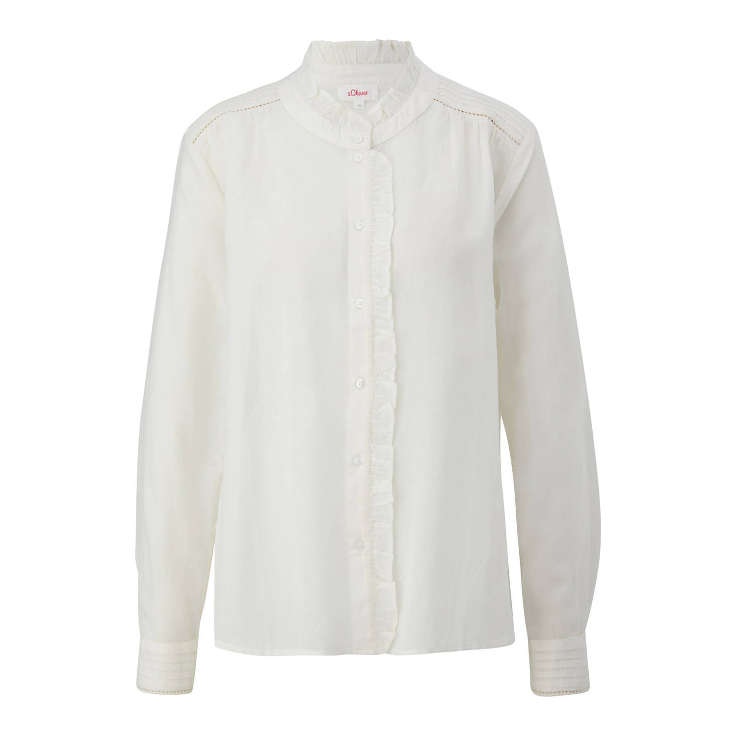 S.Oliver Blouse met lange mouwen met ruches-details en gaatjespatroon