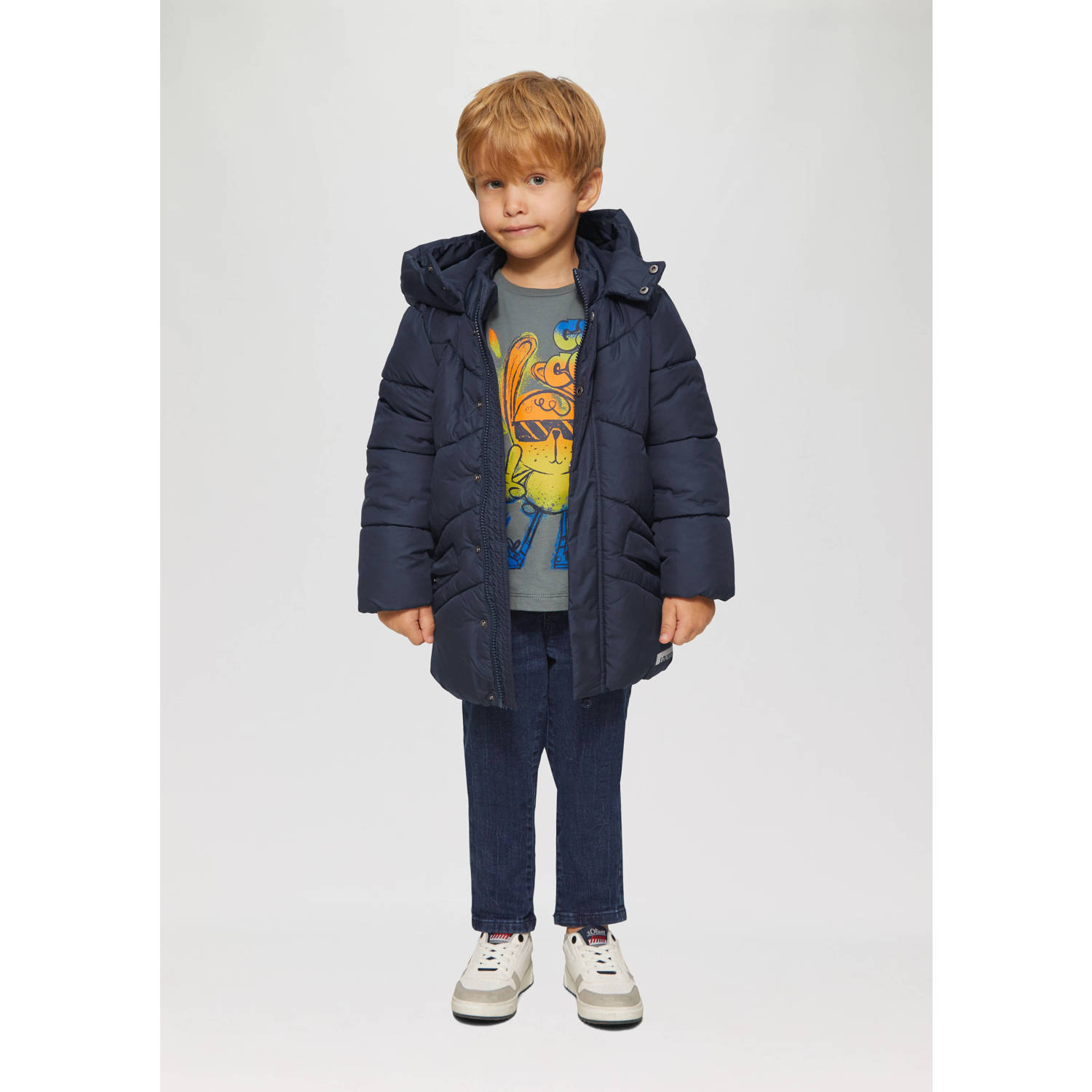 s.Oliver gewatteerde winterjas donkerblauw