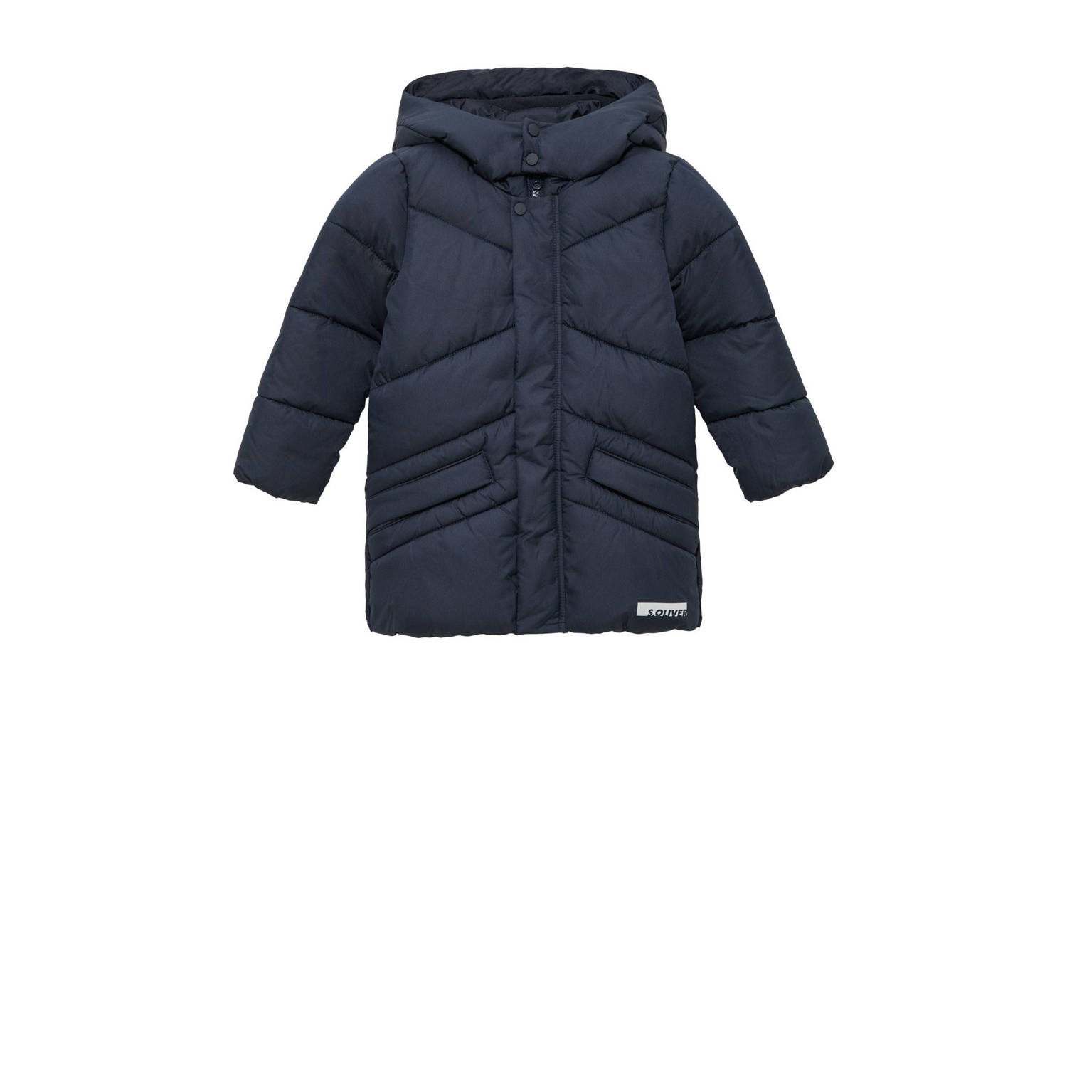 S.Oliver RED LABEL Loose fit gewatteerde lange jas met fleecevoering en vaste capuchon