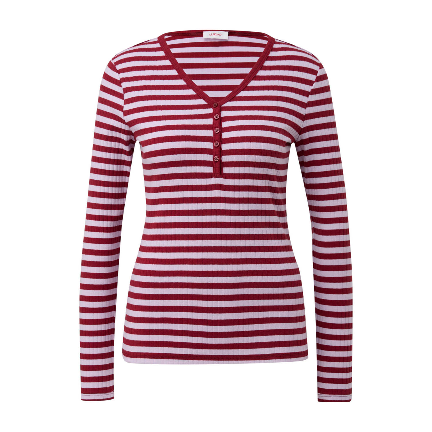 S.Oliver RED LABEL Slim fit shirt met lange mouwen met henley hals
