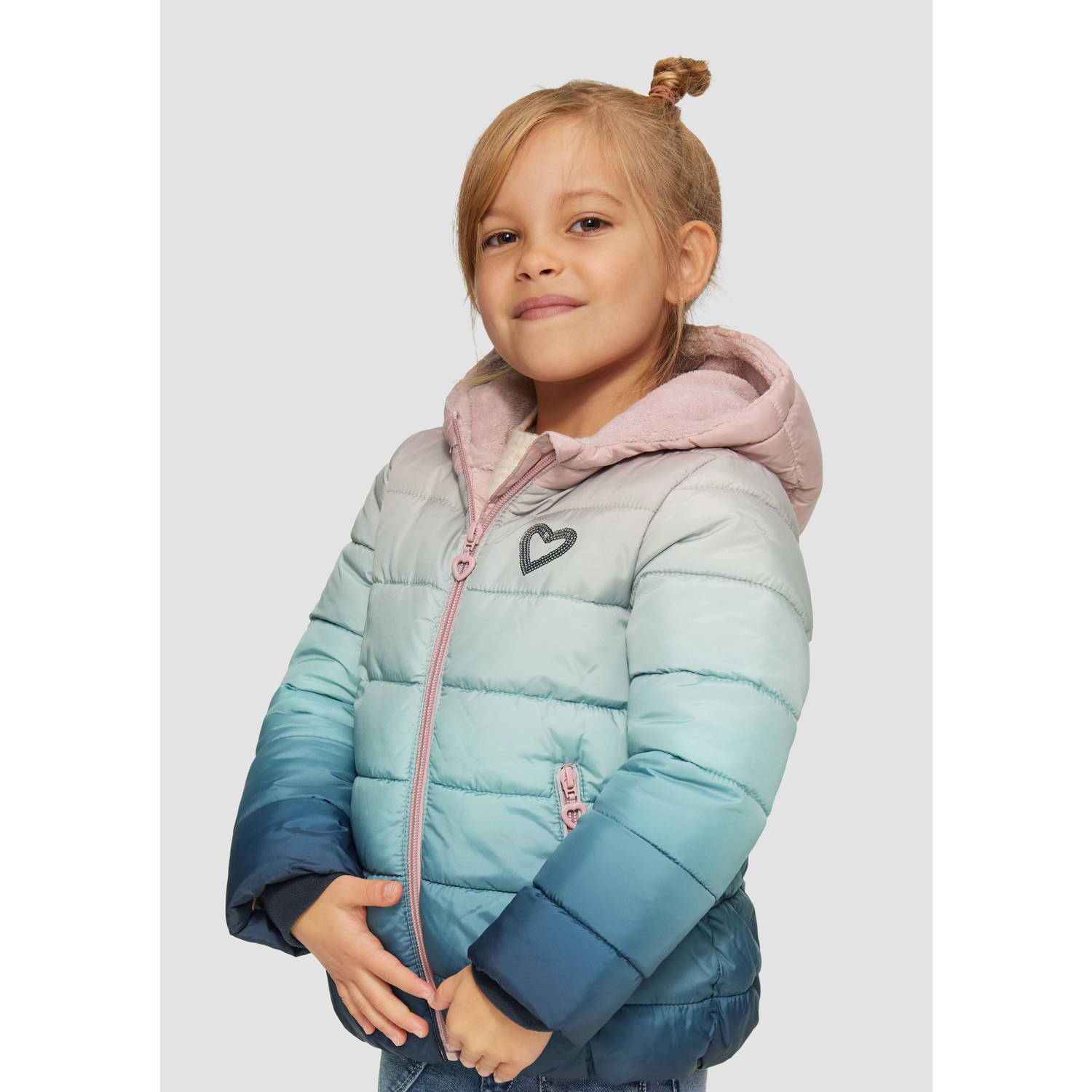 s.Oliver dip-dye gewatteerde tussenjas blauw roze