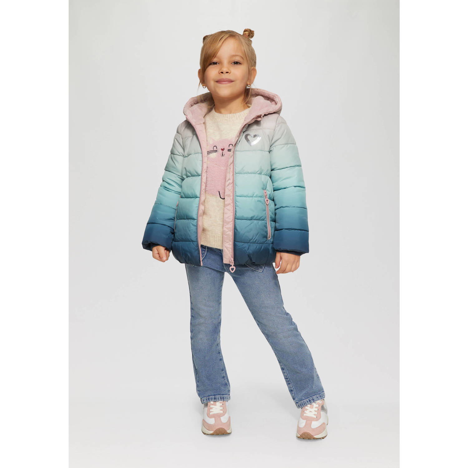 s.Oliver dip-dye gewatteerde tussenjas blauw roze
