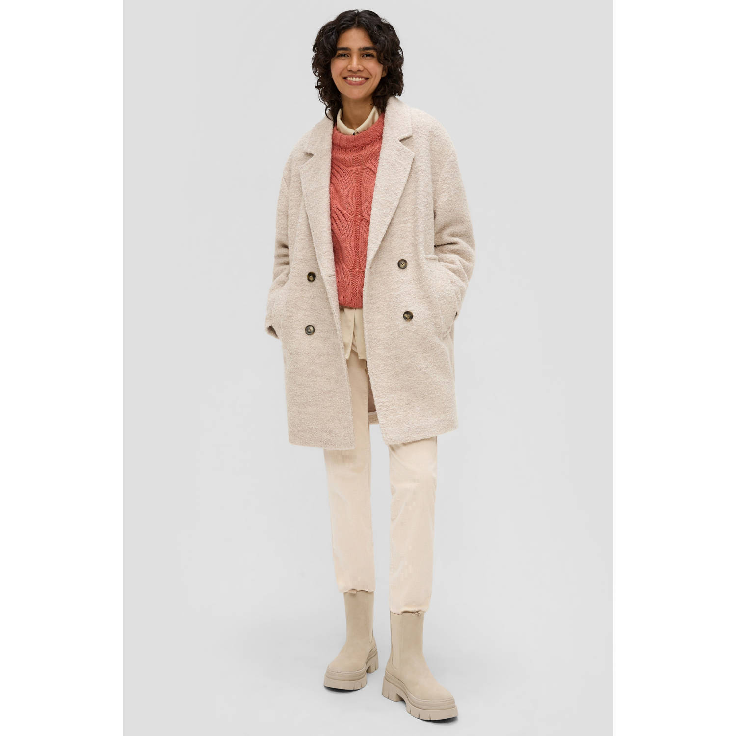 S.Oliver RED LABEL Regular fit lange jas met knoopsluiting