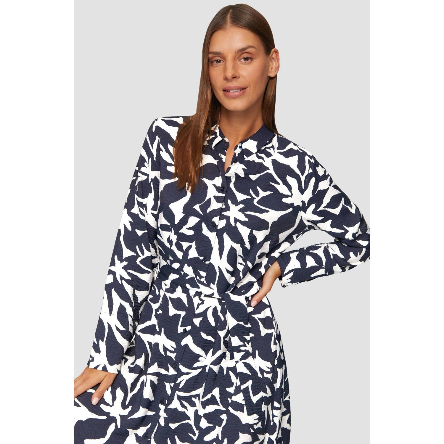 S.Oliver gebloemde blousejurk marine wit