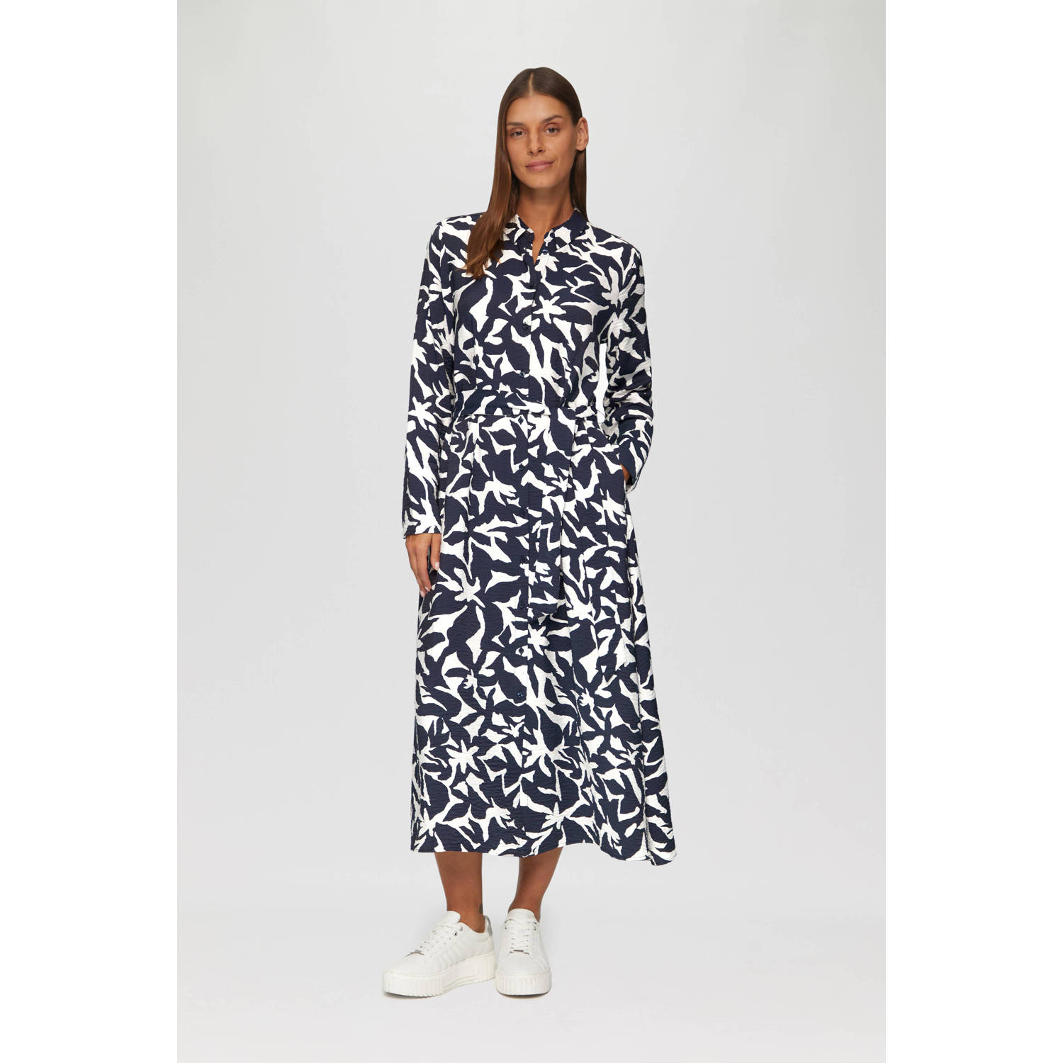 s.Oliver gebloemde blousejurk marine wit