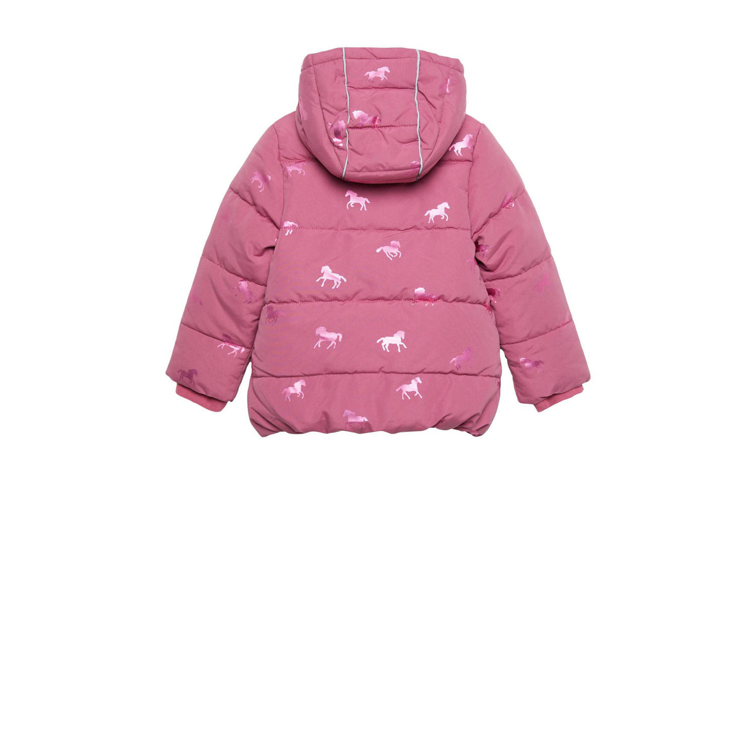 s.Oliver gewatteerde winterjas met all over print roze