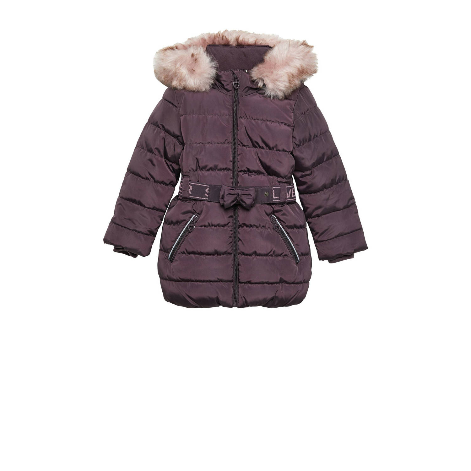 S.Oliver RED LABEL Regular fit gewatteerde lange jas met afneembare rand van imitatiebont