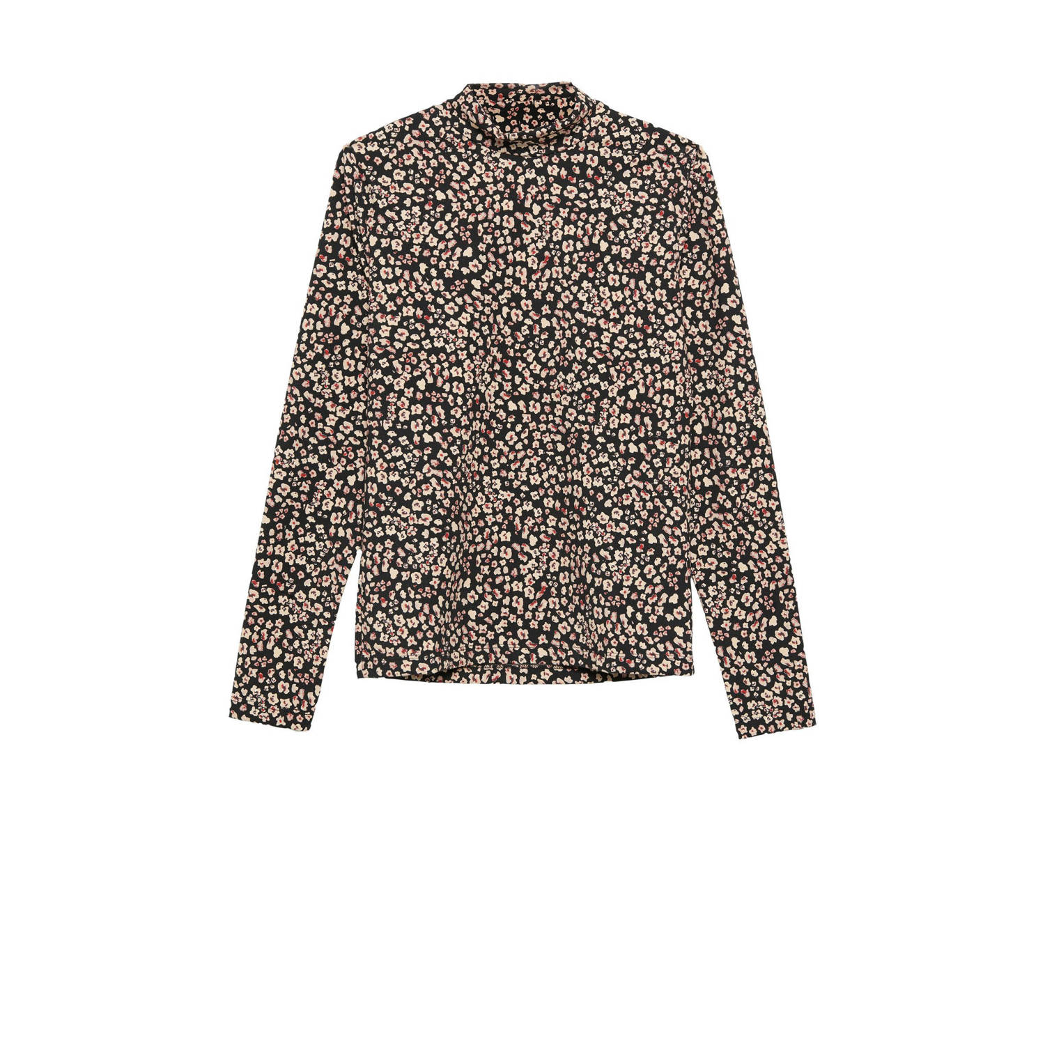 s.Oliver gebloemde longsleeve zwart lichtroze donkerroze