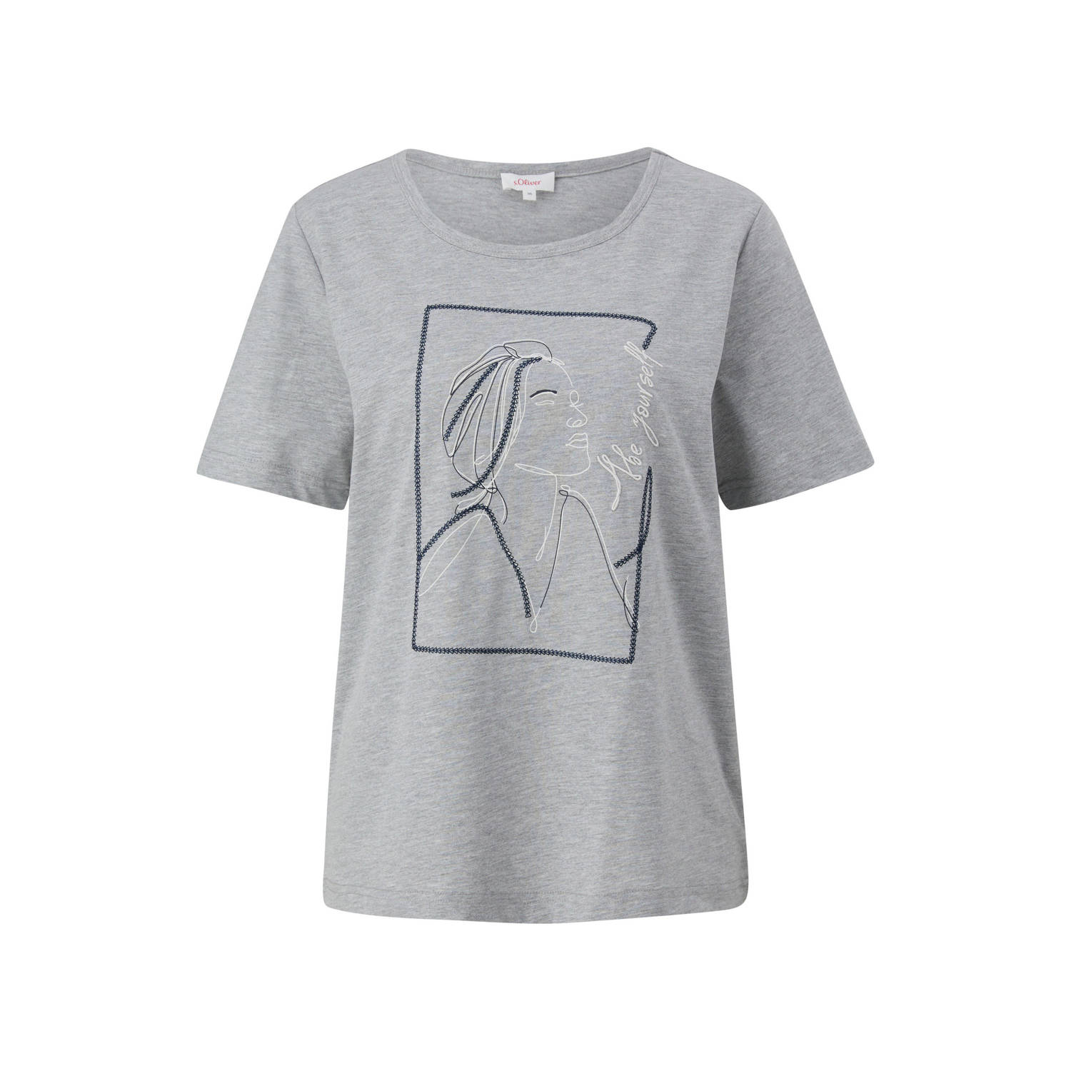 S.Oliver T-shirt met printopdruk grijs