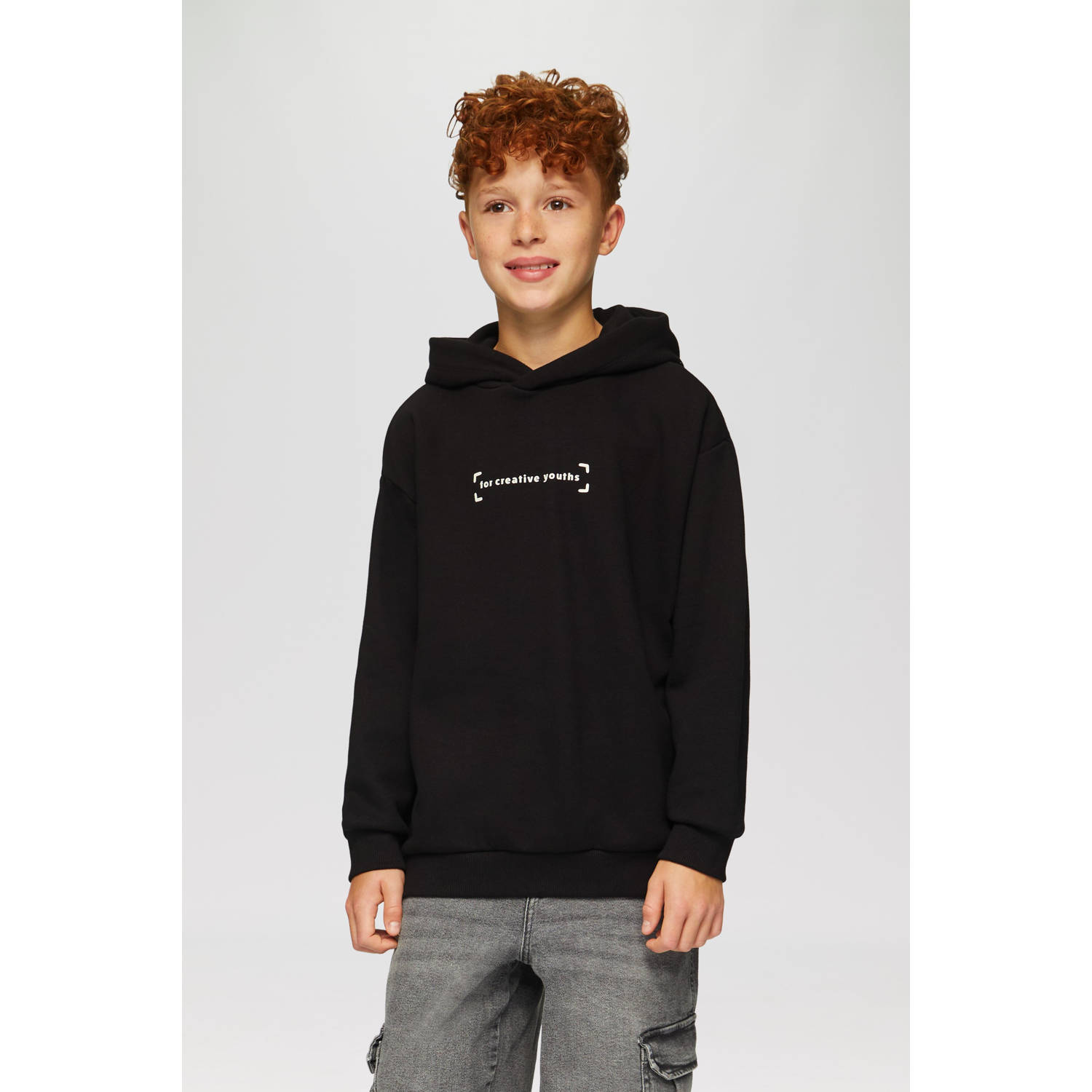 S.Oliver hoodie met backprint zwart