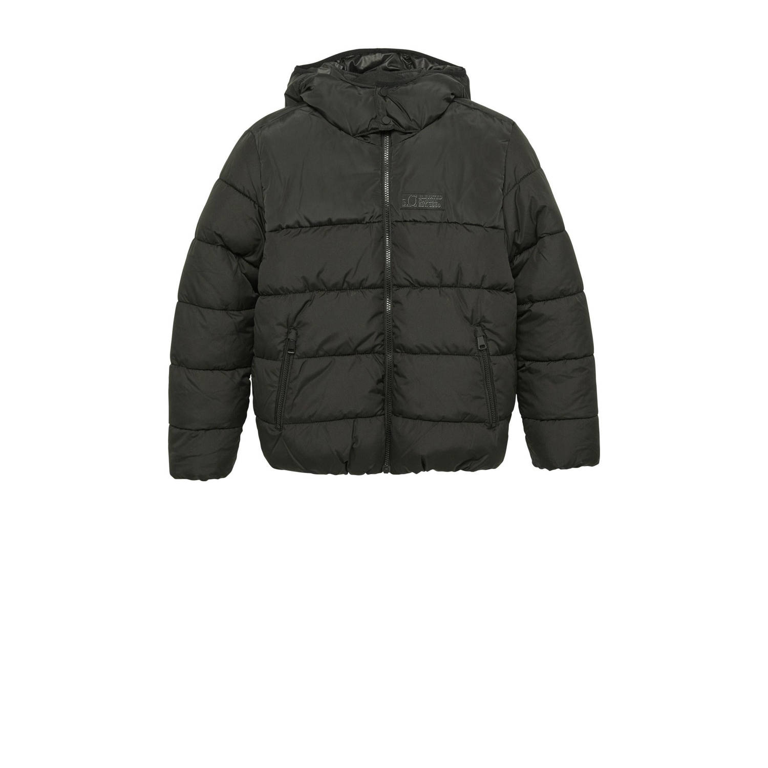 S.Oliver Gewatteerde jas met contrastdetails en fleecevoering Black Heren