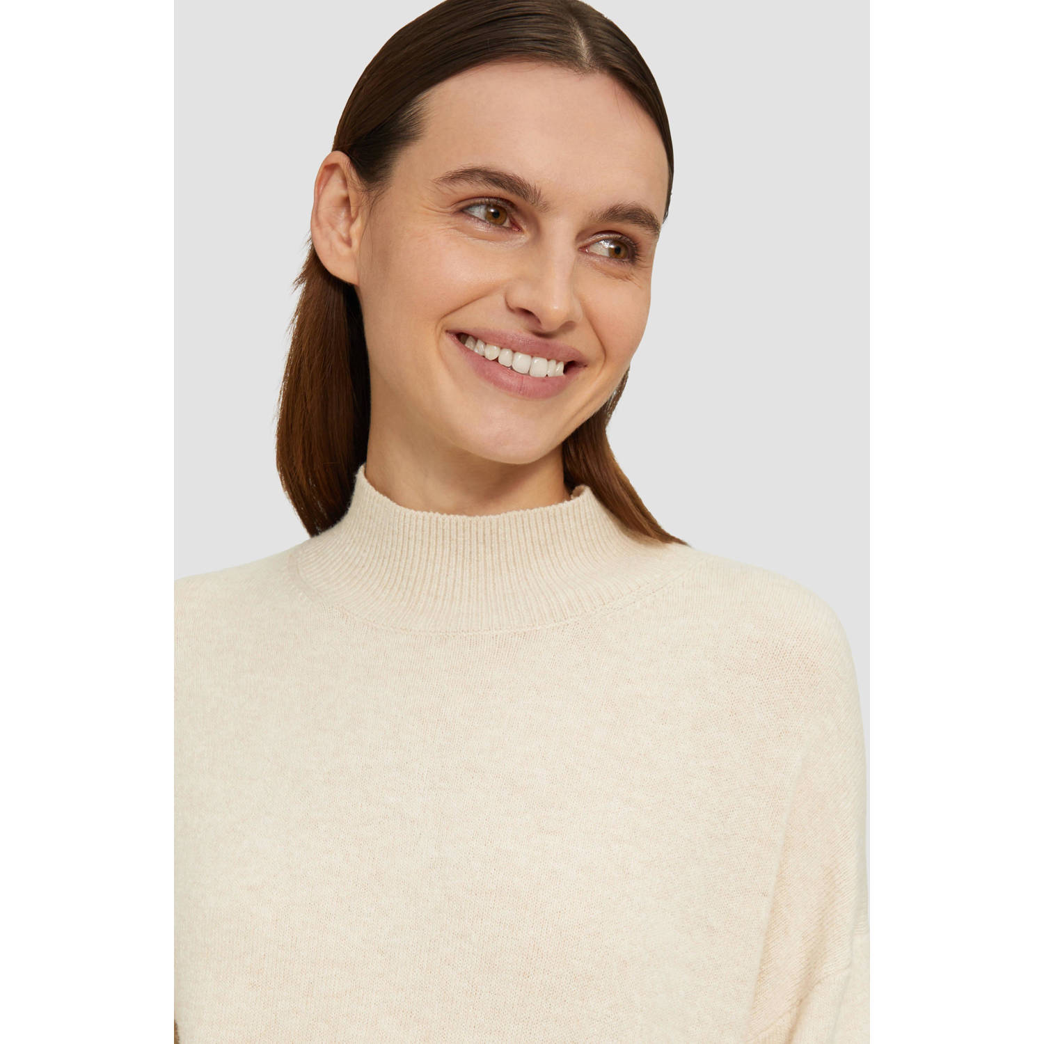 s.Oliver wollen gebreide trui beige