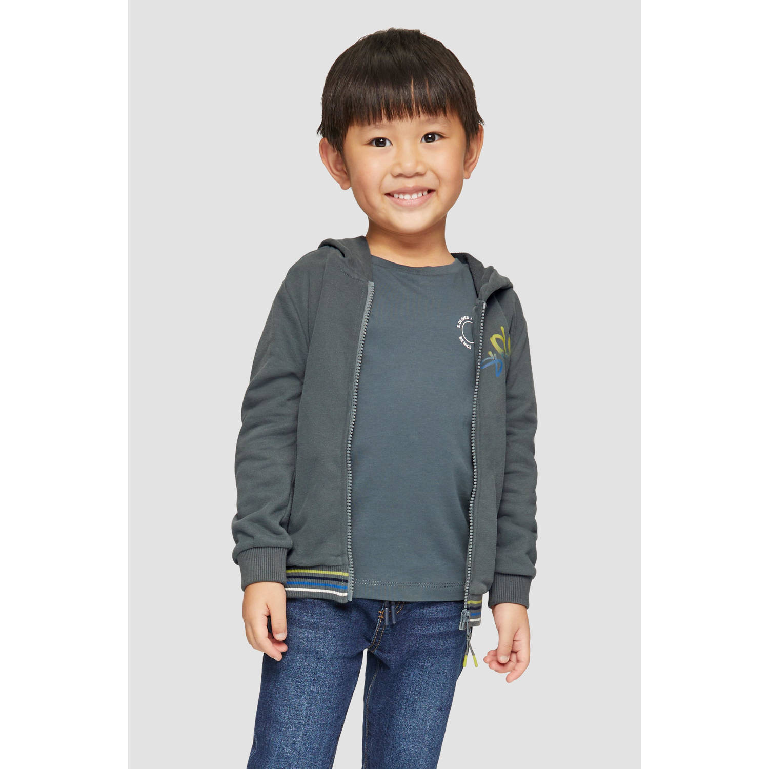 S.Oliver sweatvest met printopdruk donkergrijs