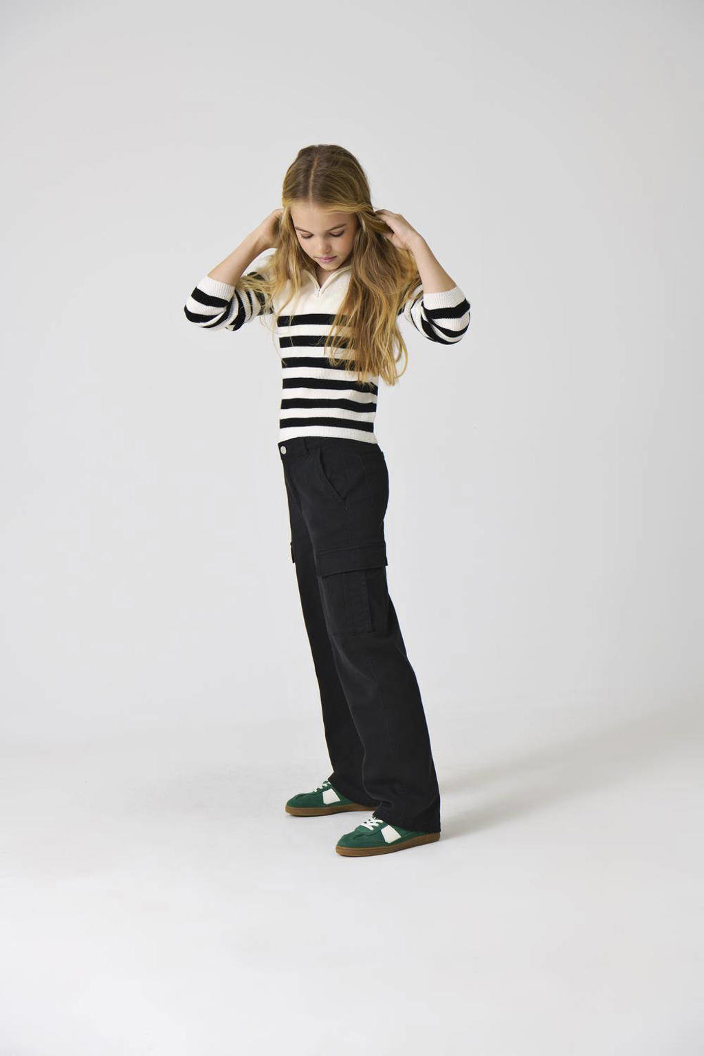 KIDS ONLY GIRL straight fit cargobroek KOGYARROW-VOX zwart