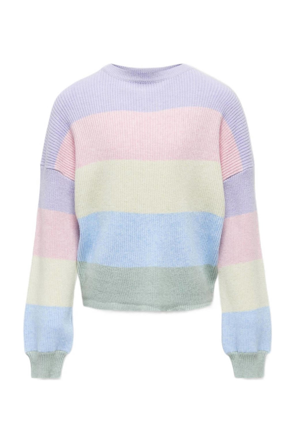 Lila, roze en multikleurige meisjes KIDS ONLY gebreide trui van modal met strepenprint, lange mouwen en ronde hals