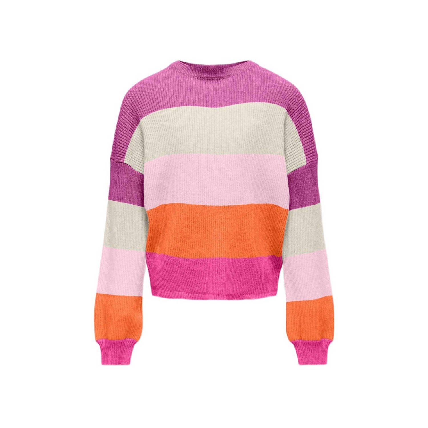 ONLY KIDS GIRL gebreide trui KOGSANDY roze oranje multicolor