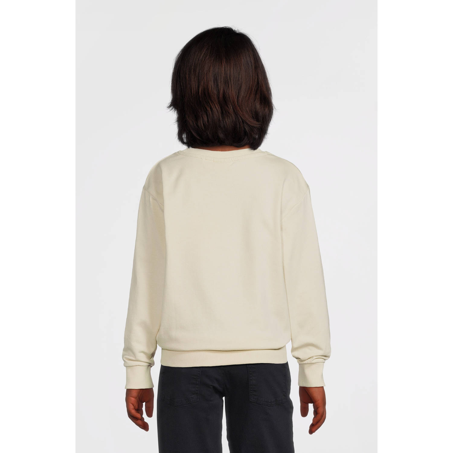 NAME IT KIDS sweater NKMVANCE met printopdruk lichtzand
