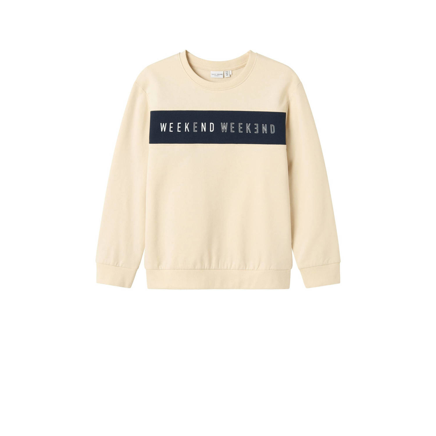 NAME IT KIDS sweater NKMVANCE met printopdruk lichtzand