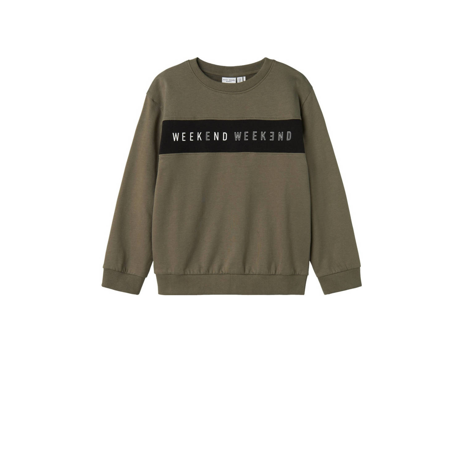 NAME IT KIDS sweater NKMVANCE met printopdruk donkergroen