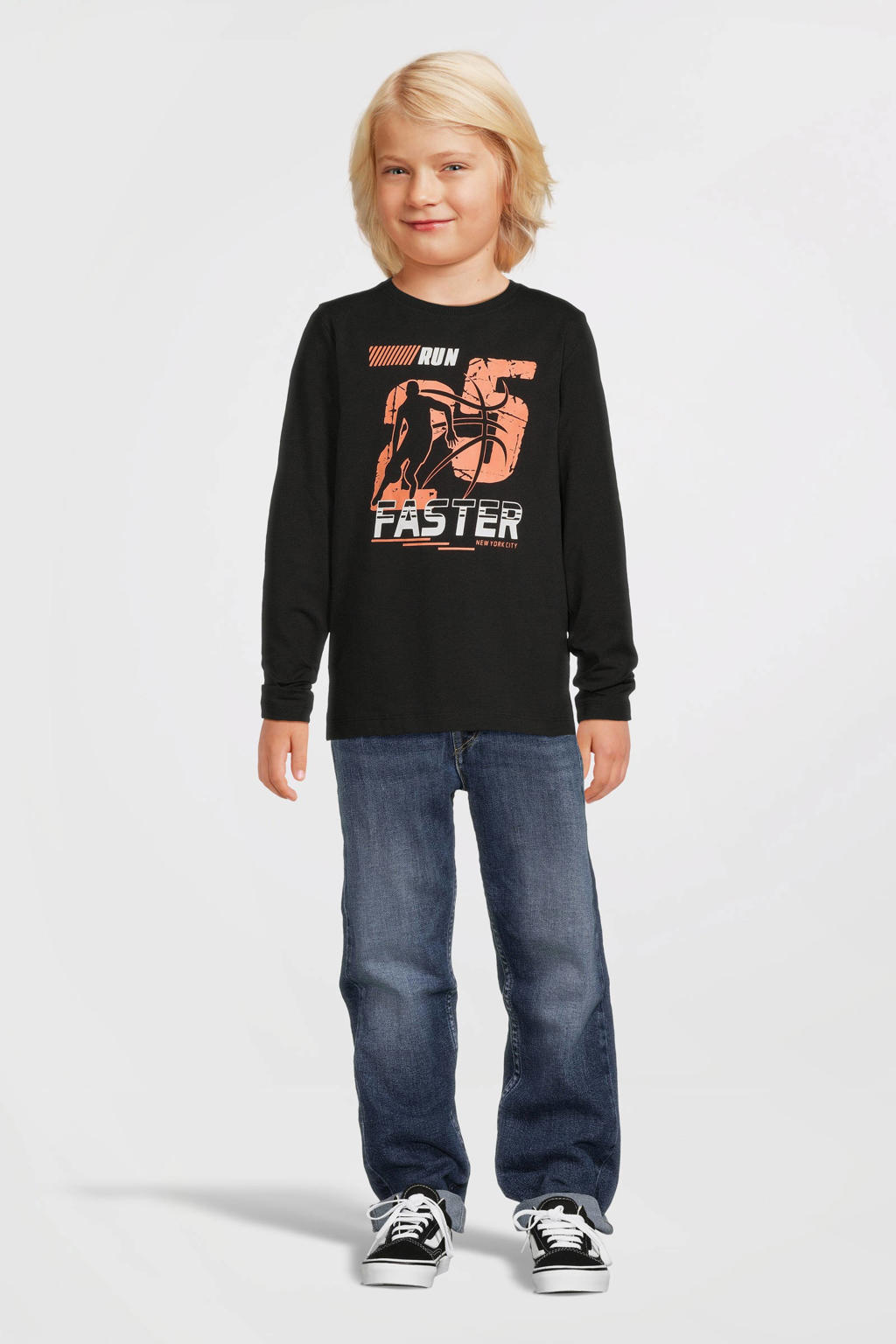 NAME IT KIDS longsleeve NKMVUX met printopdruk zwart