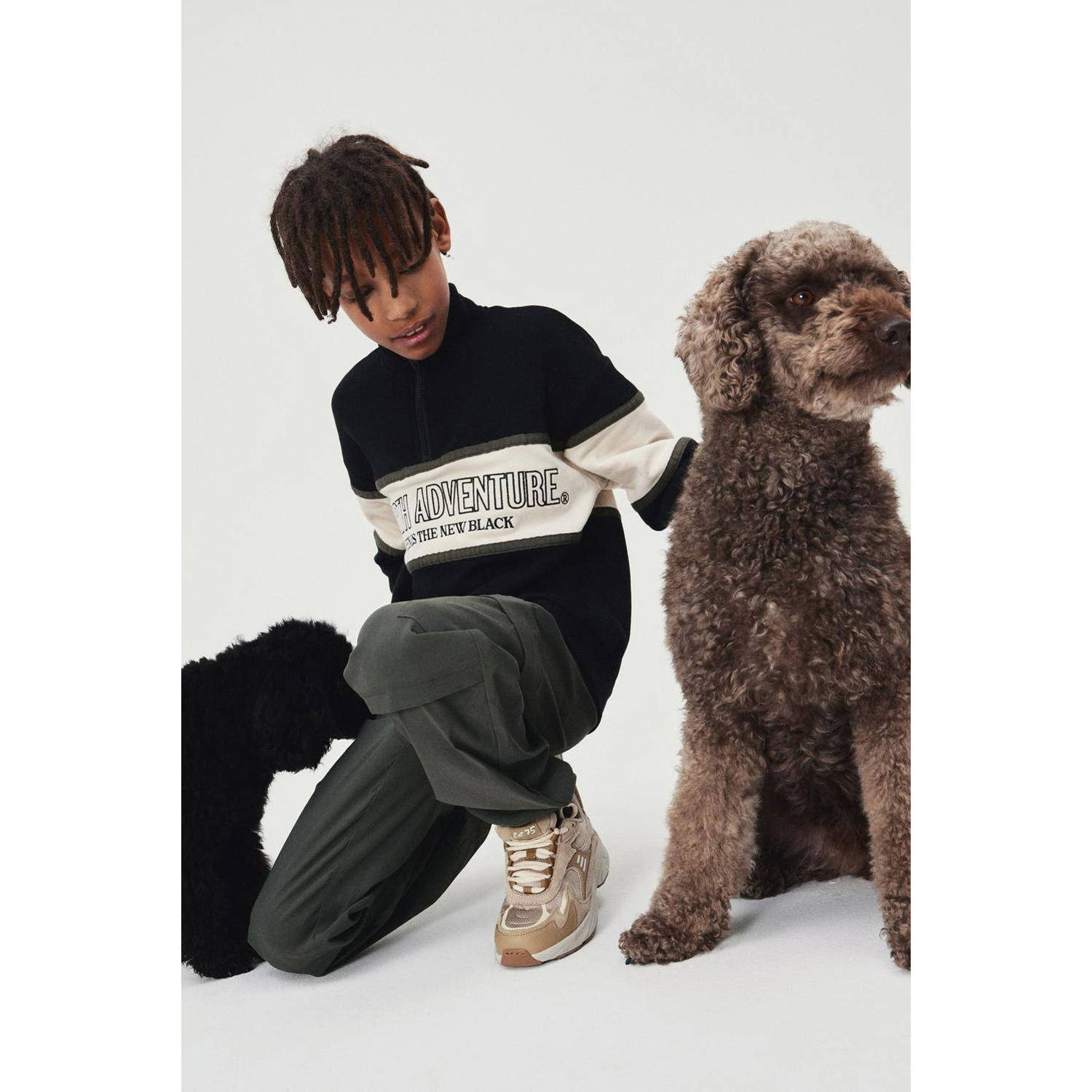 NAME IT KIDS sweater NKMOBORDE zwart offwhite