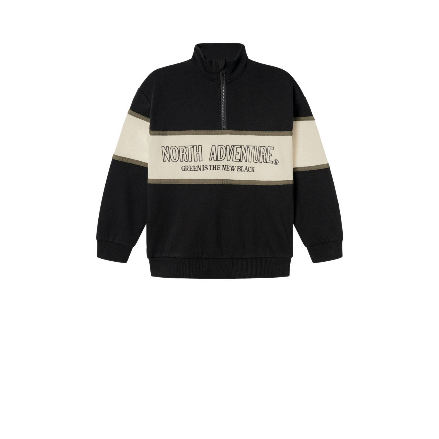 NAME IT KIDS sweater NKMOBORDE zwart offwhite