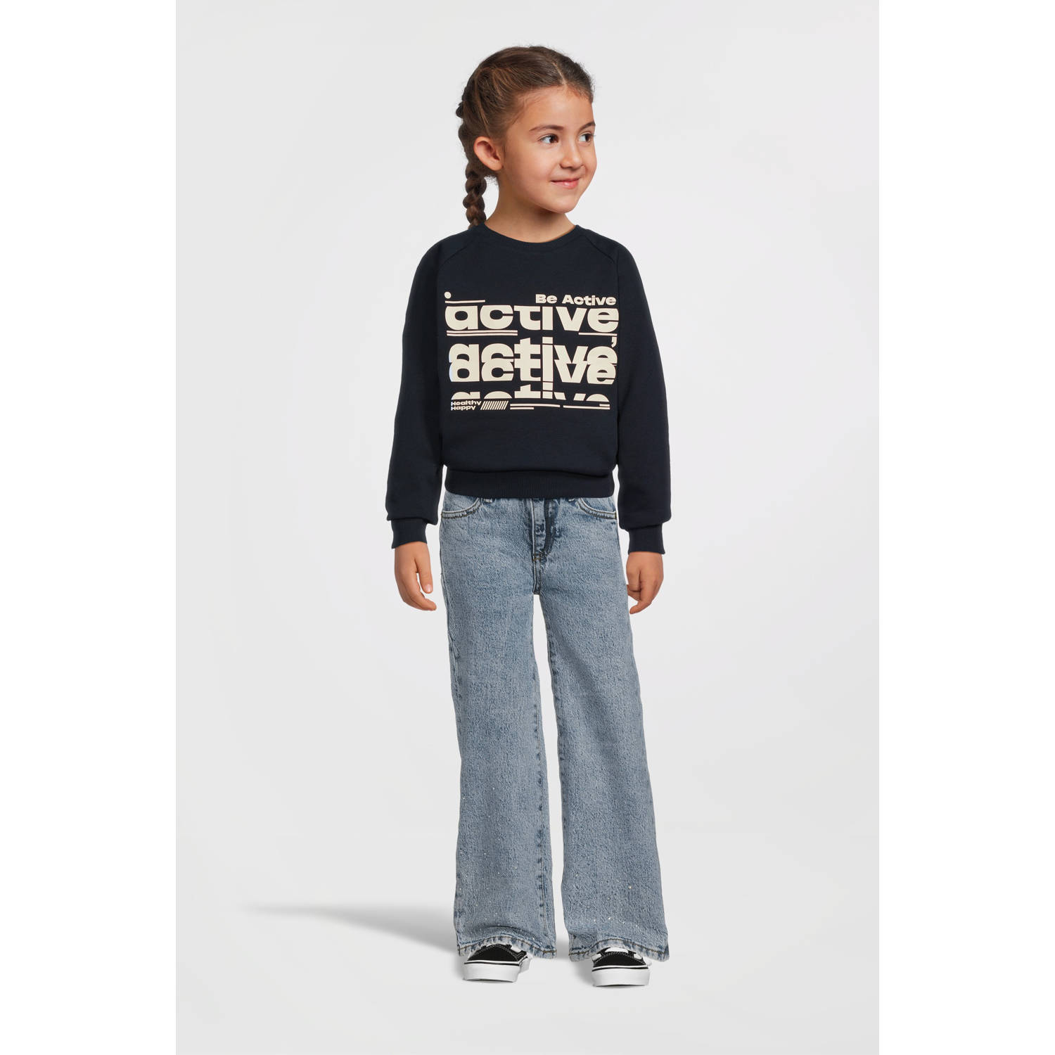 NAME IT KIDS sweater NKFVENUS met printopdruk donkerblauw
