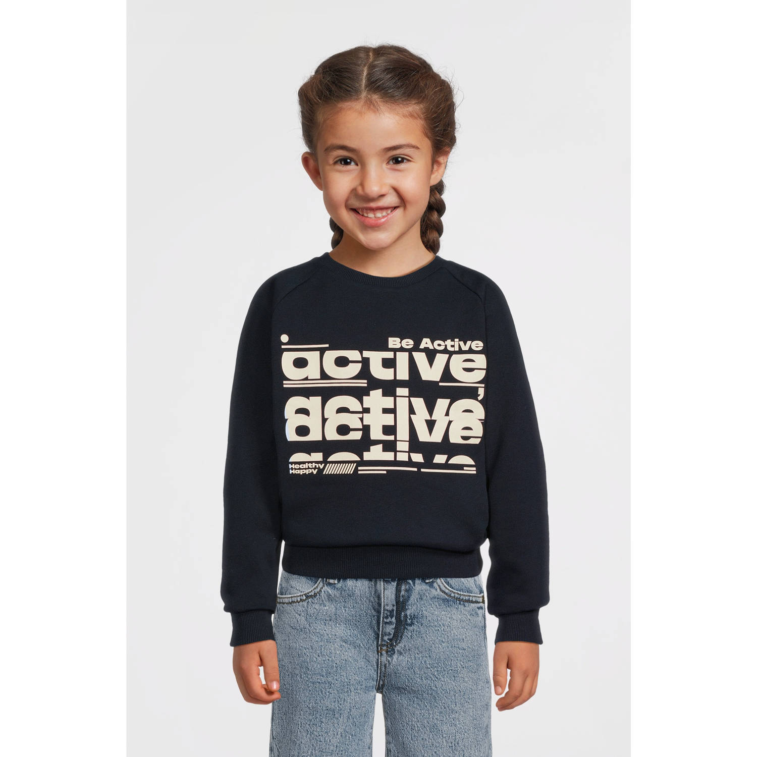 NAME IT KIDS sweater NKFVENUS met printopdruk donkerblauw