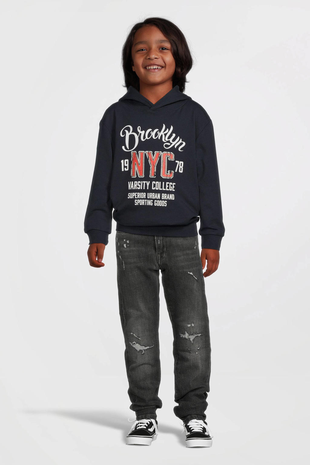 NAME IT KIDS hoodie NKMVUGO met printopdruk donkerblauw