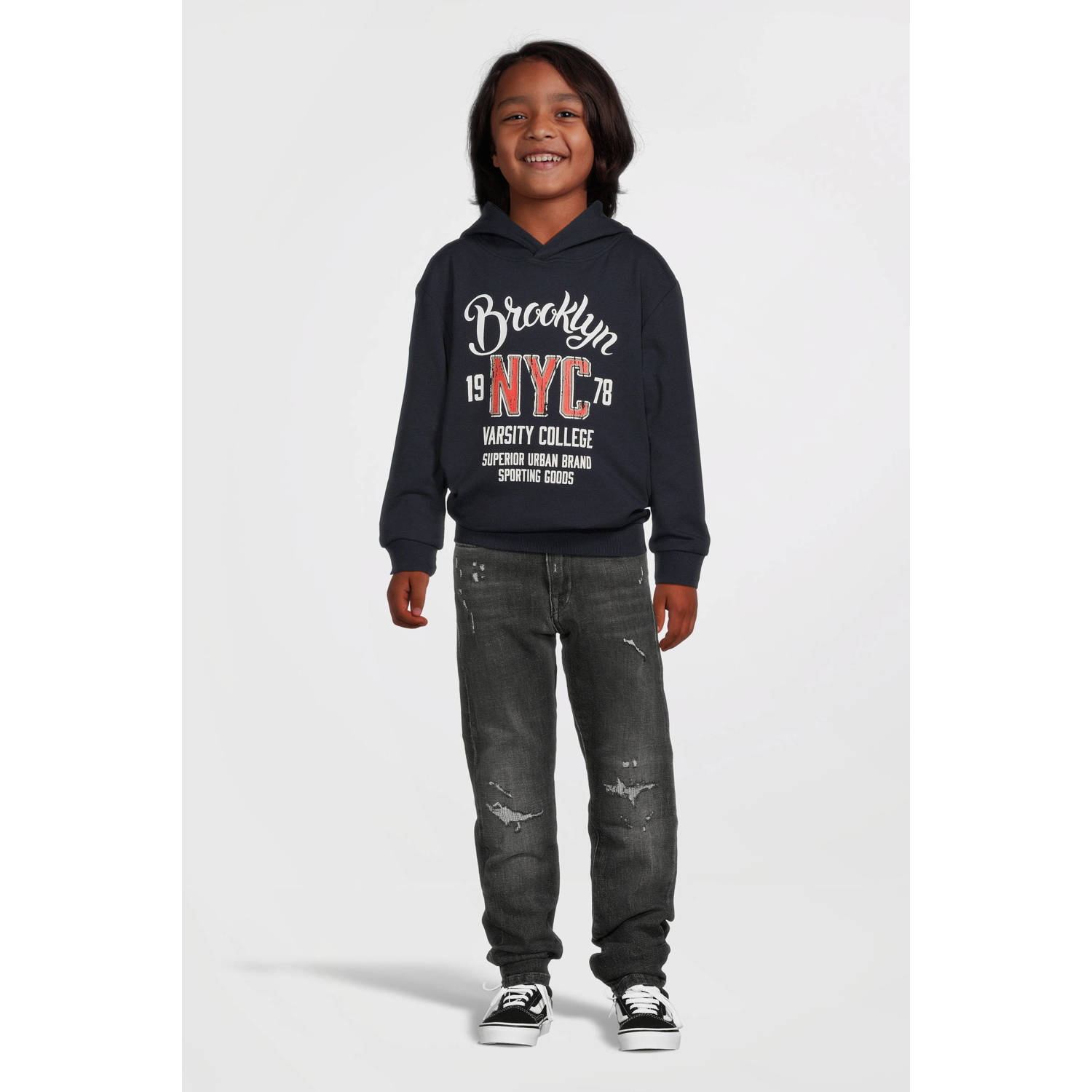 NAME IT KIDS hoodie NKMVUGO met printopdruk donkerblauw