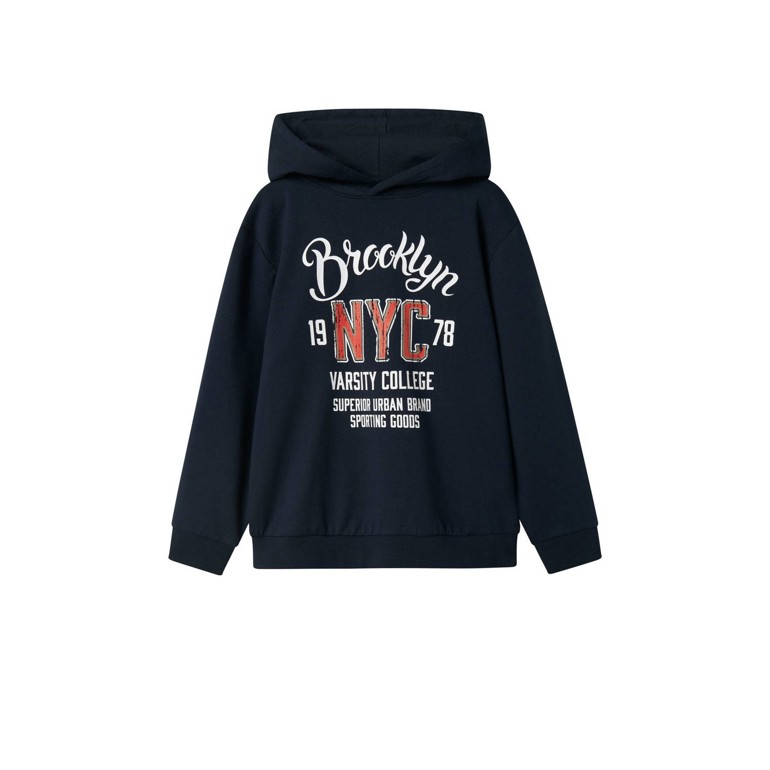 NAME IT KIDS hoodie NKMVUGO met printopdruk donkerblauw