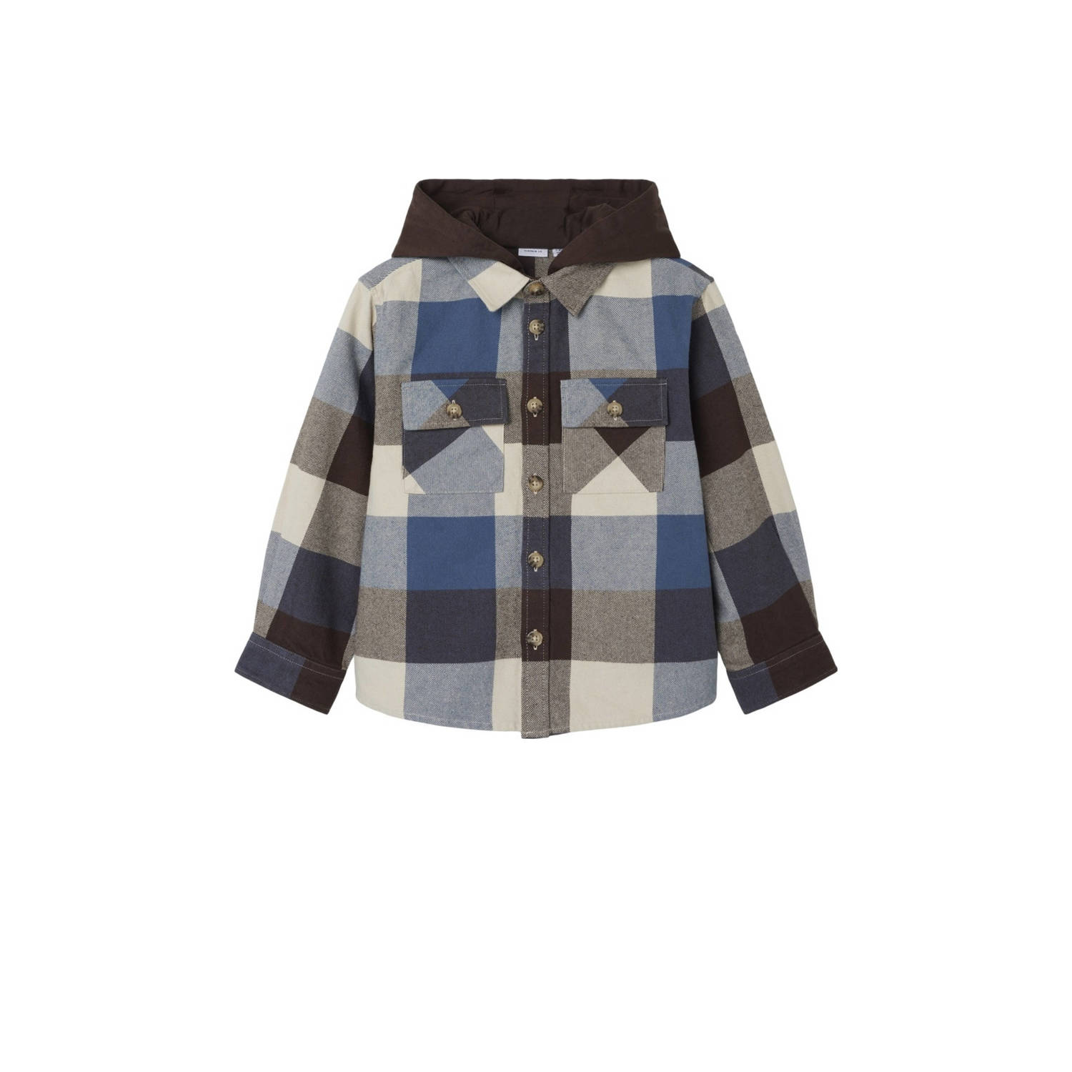 NAME IT KIDS overshirt NKMOSOM met capuchon donkerblauw zwart