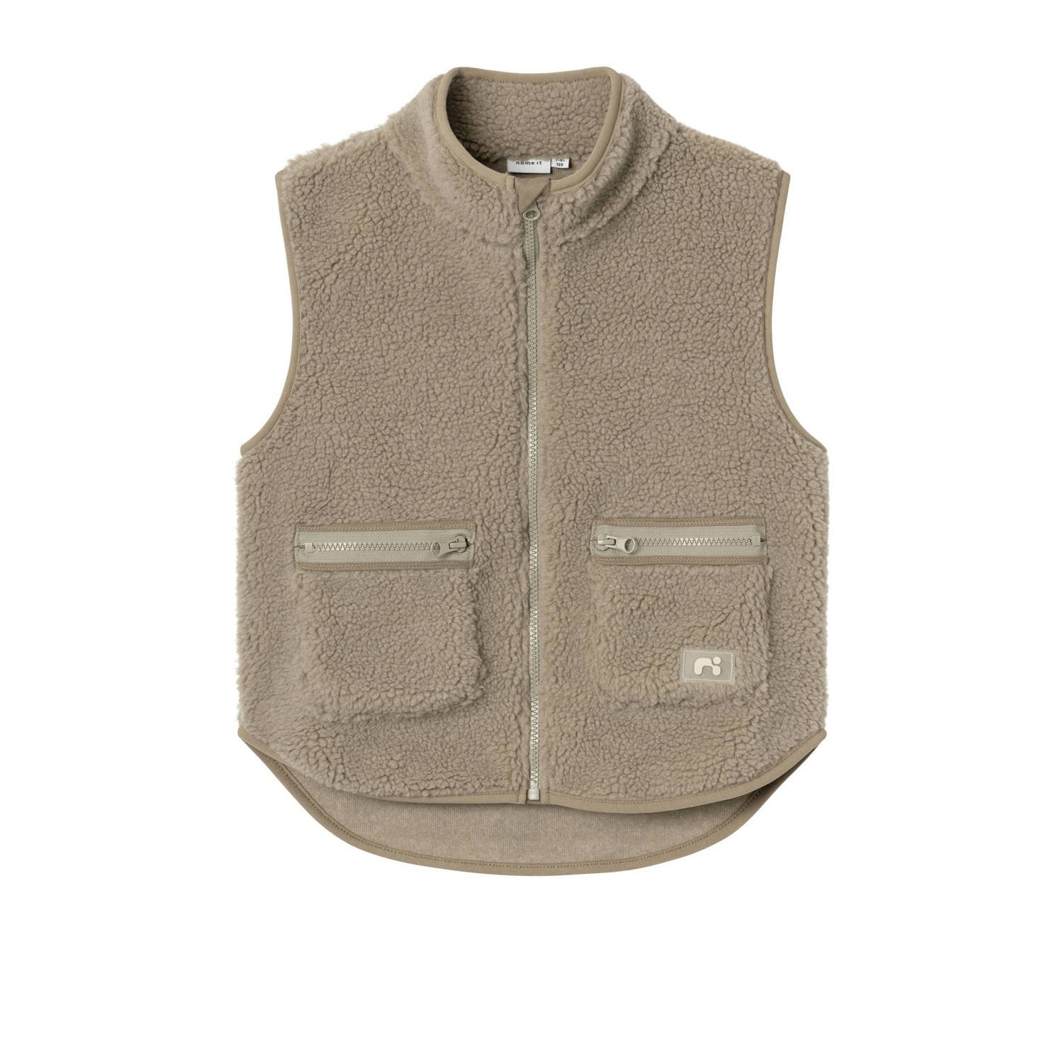 Name it KIDS gilet NKMNODERNE zand Beige Jongens Teddy Ronde hals Effen 122 128