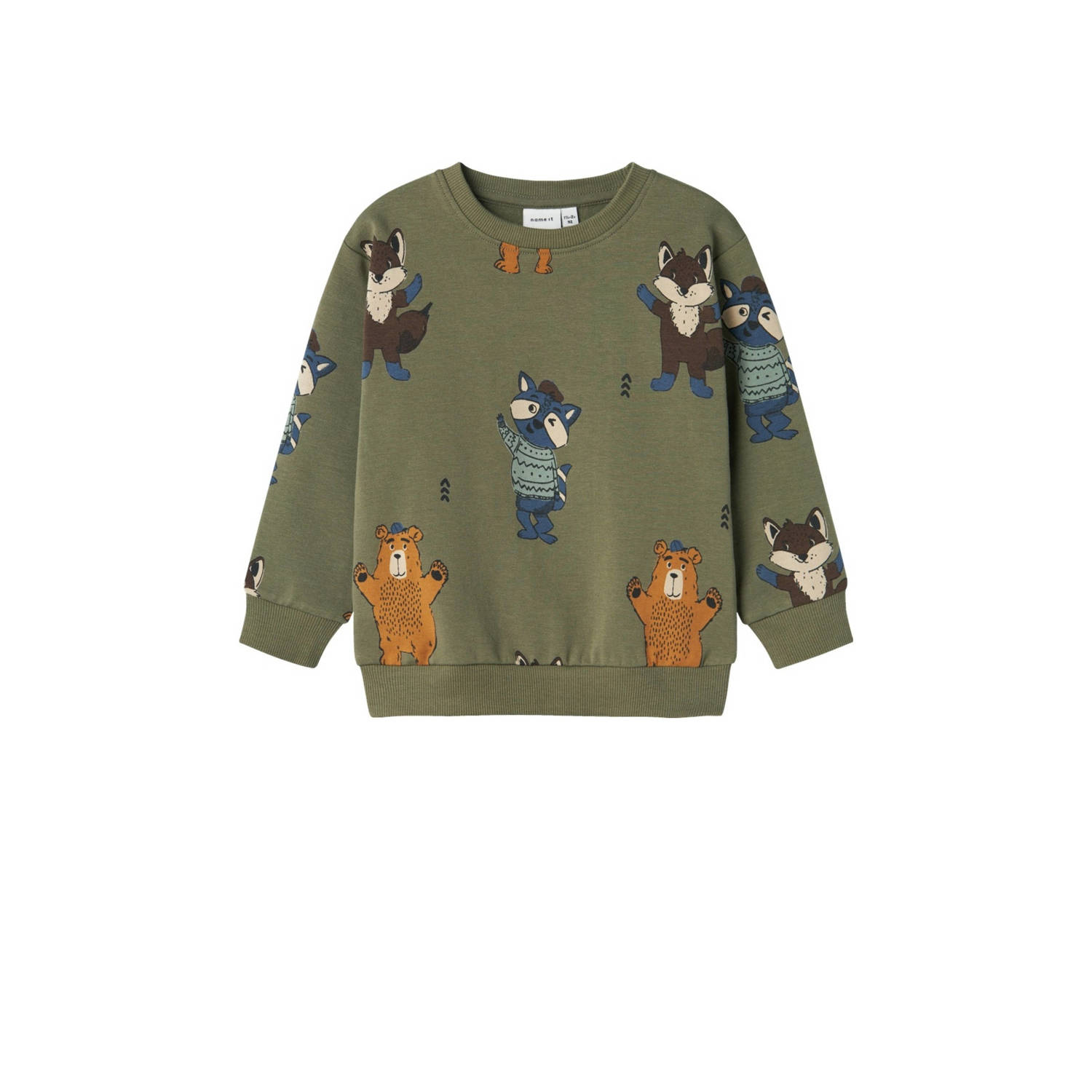 NAME IT MINI sweater NMMOLANDER met all over print groen