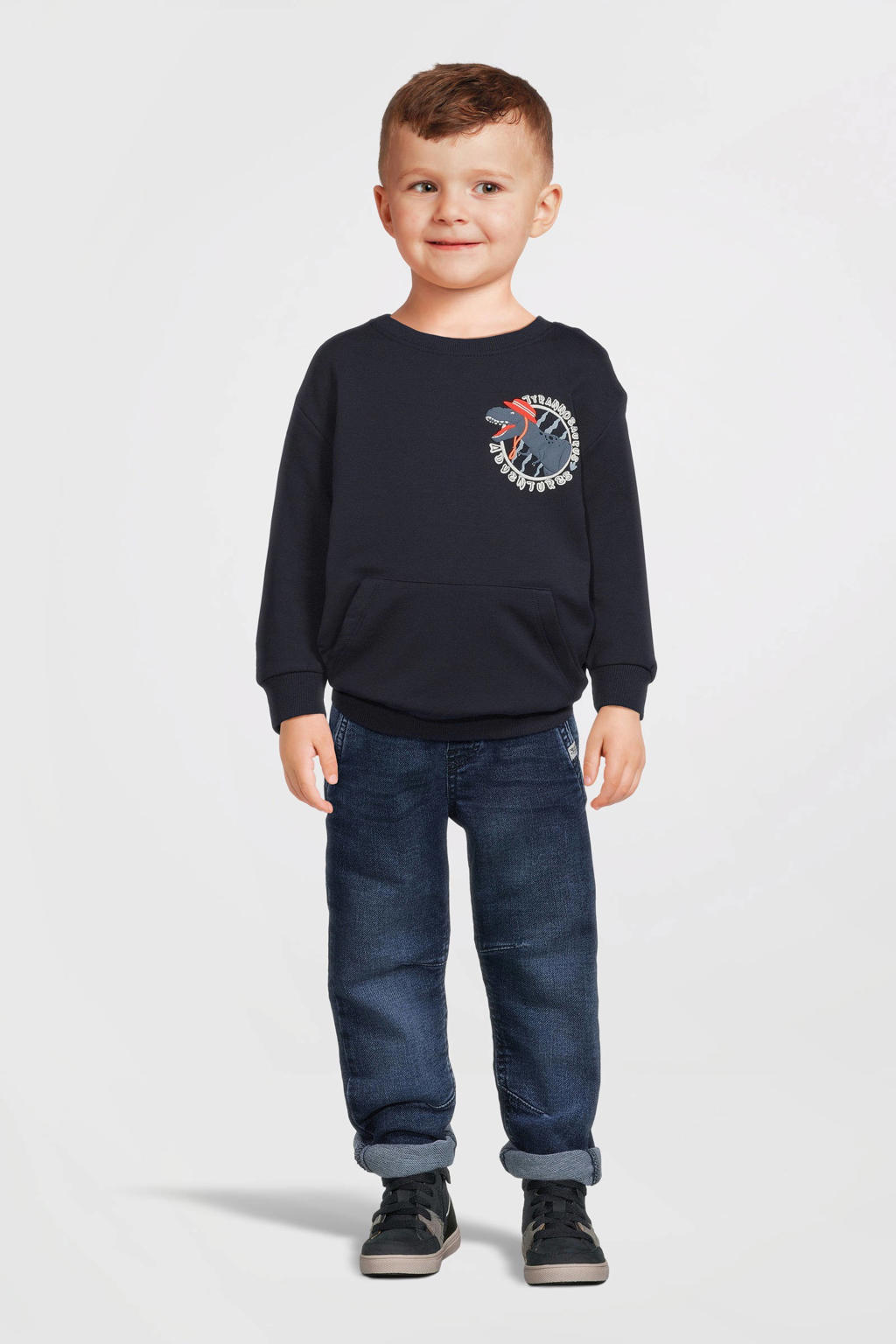 NAME IT MINI sweater NMMVUGO met printopdruk donkerblauw