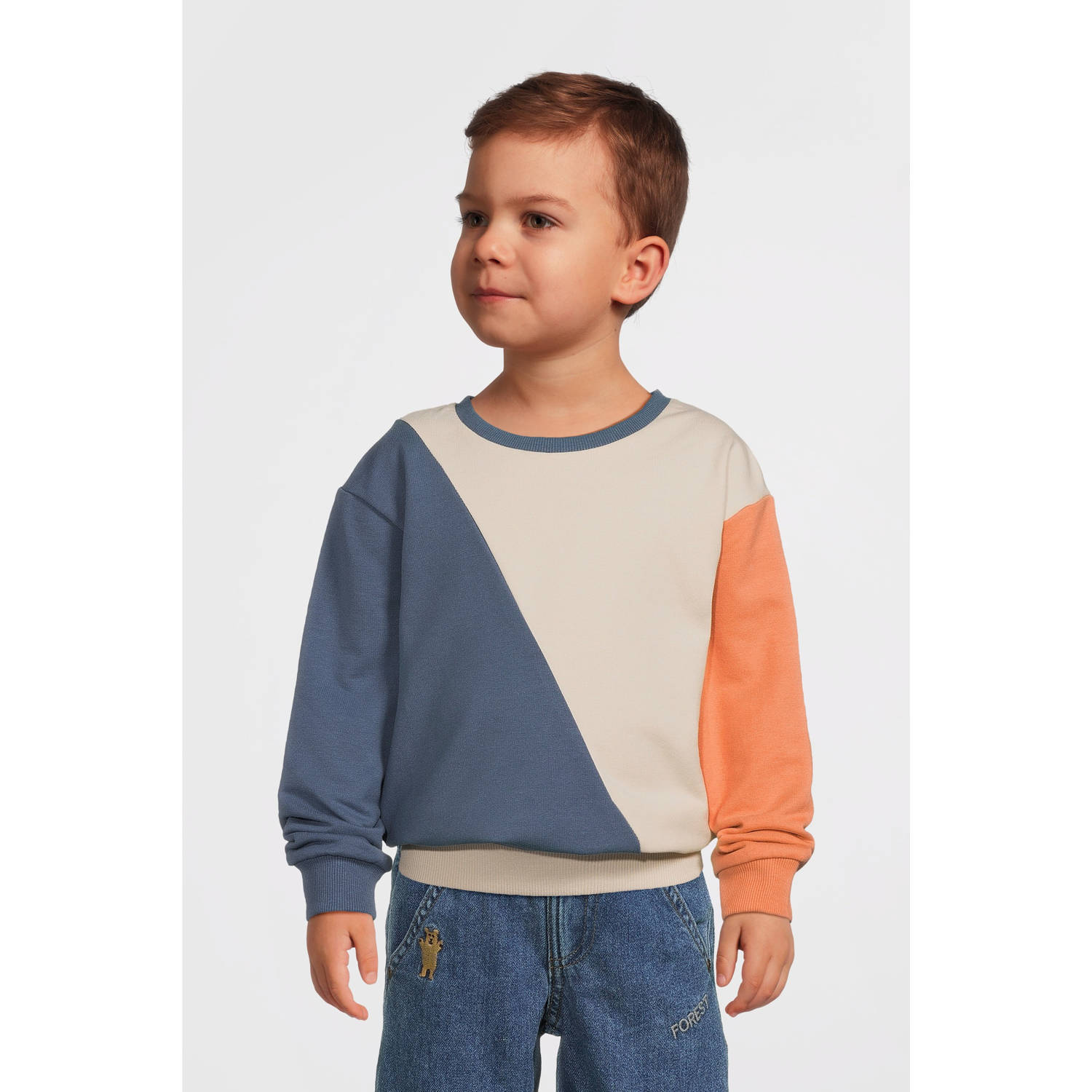 NAME IT MINI sweater NMMOVE blauw ecru oranje