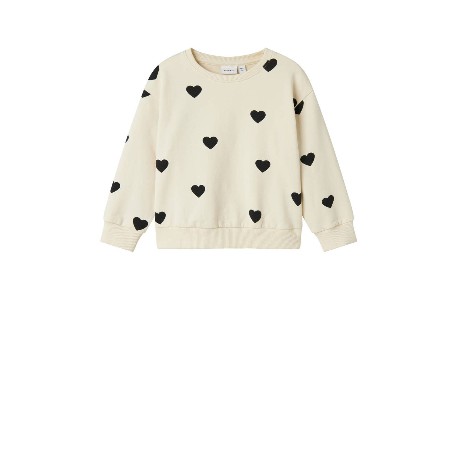 NAME IT MINI sweater NMFODINA met hartjes ecru zwart