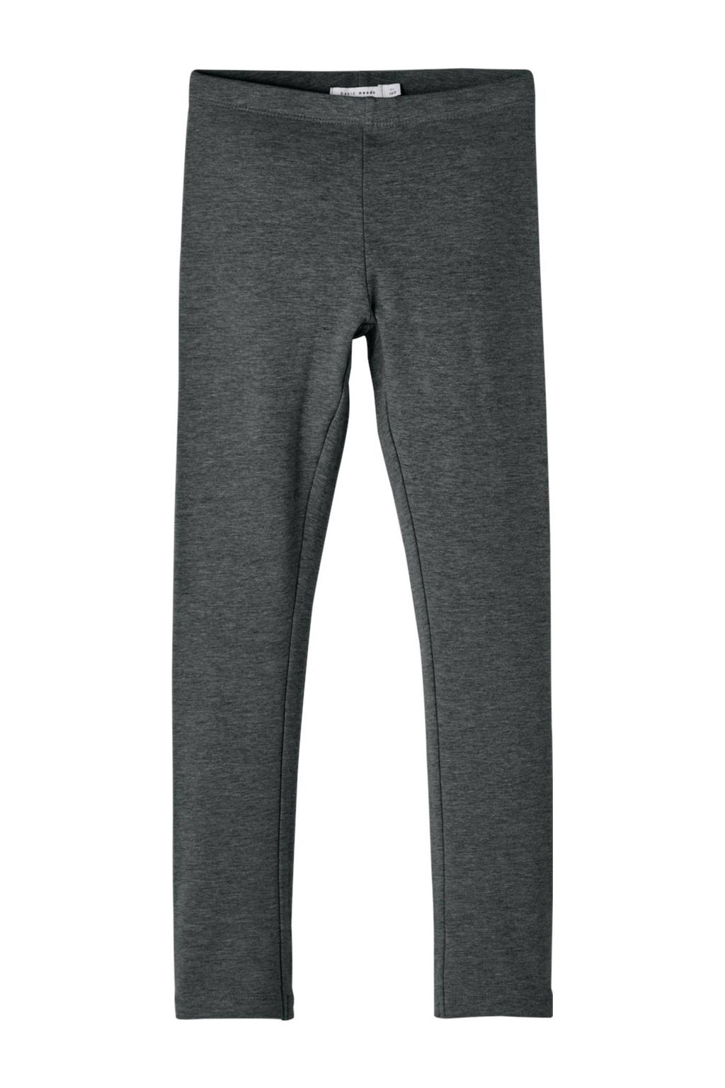Grijze meisjes NAME IT KIDS gemêleerde legging van stretchkatoen met regular fit, regular waist en elastische tailleband