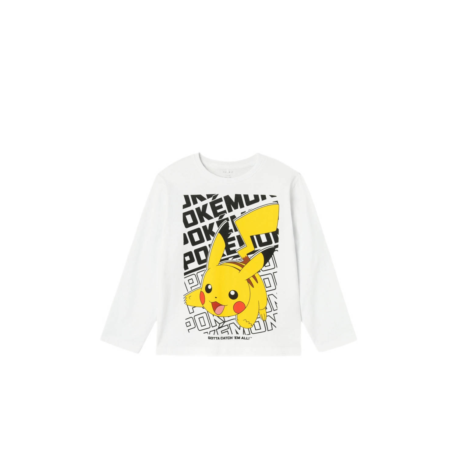 Name it KIDS Pokemon longsleeve met printopdruk wit Jongens Katoen Ronde hals 158 164