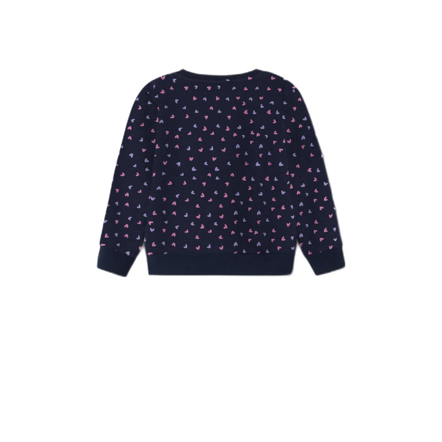 NAME IT MINI sweater NMFDAVINA met hartjes donkerblauw roze paars