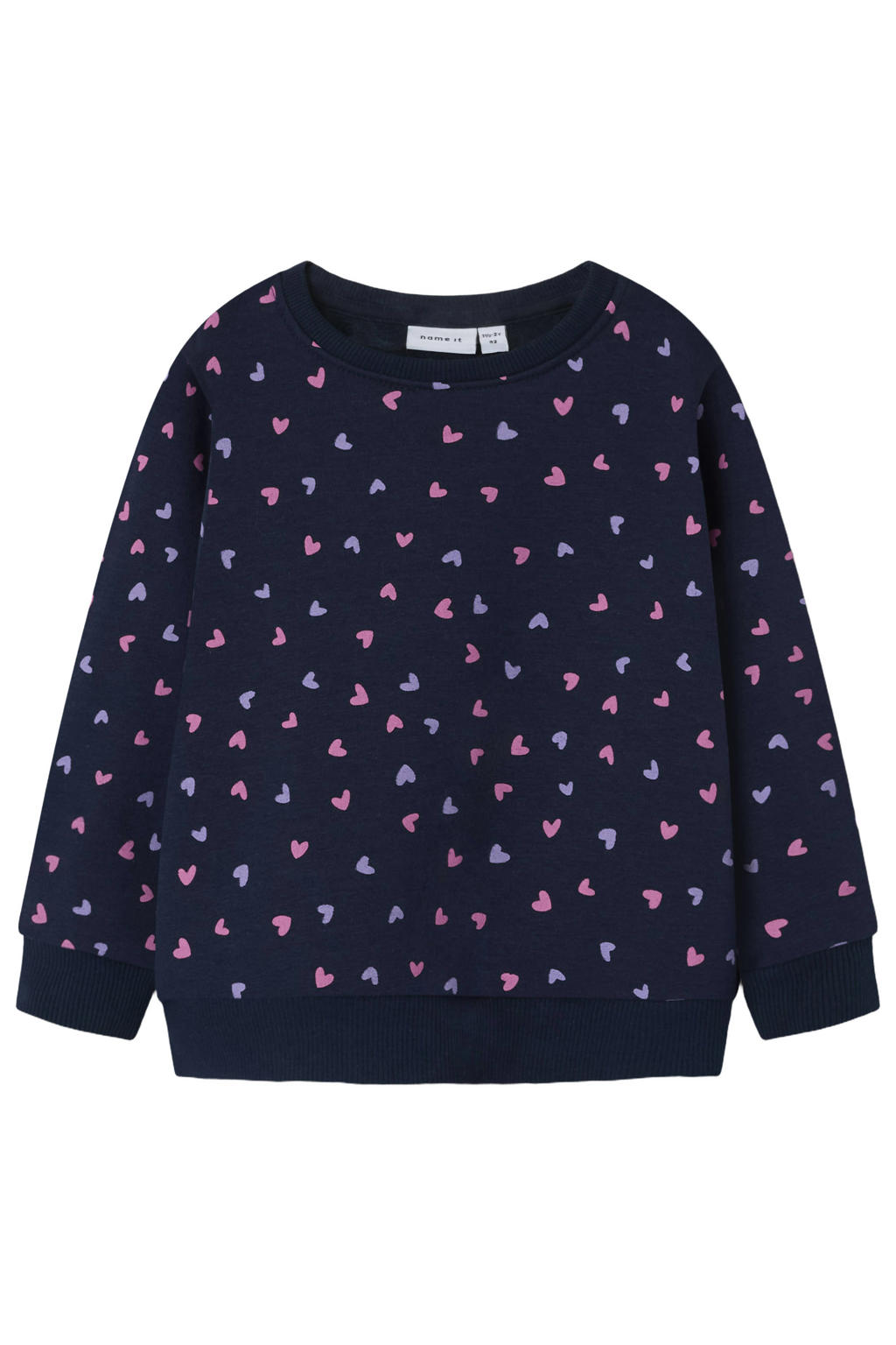 NAME IT MINI sweater met hartjes - donkerblauw