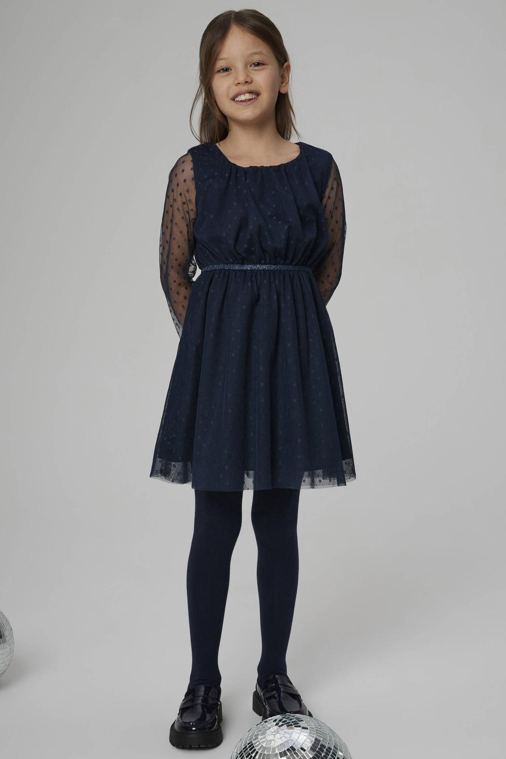 NAME IT KIDS semi-transparante jurk donkerblauw