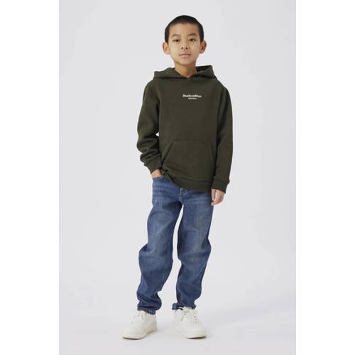NAME IT KIDS hoodie met tekst groen afbeelding