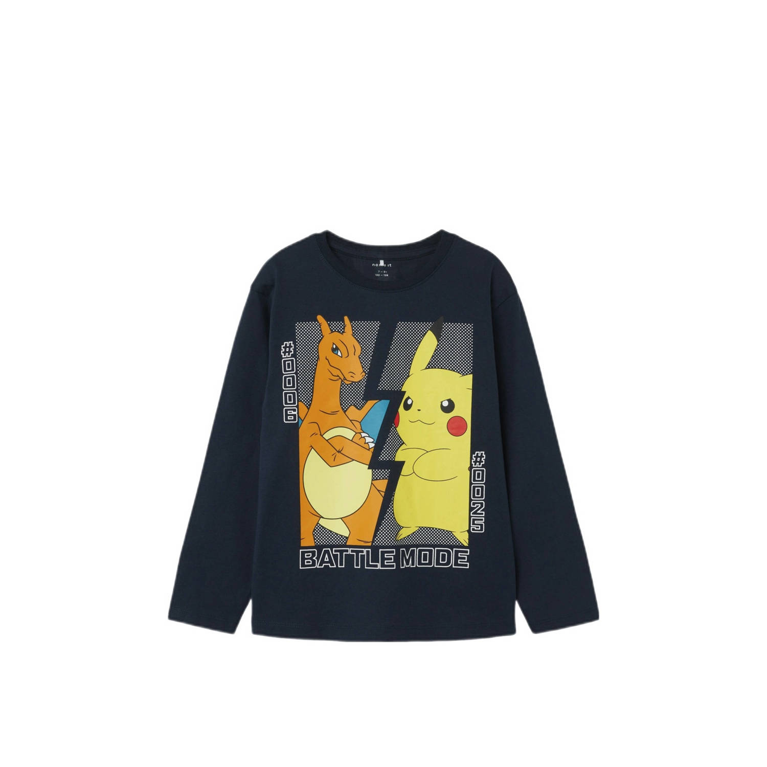 Name it KIDS Pokemon longsleeve met printopdruk donkerblauw Jongens Katoen Ronde hals 158 164