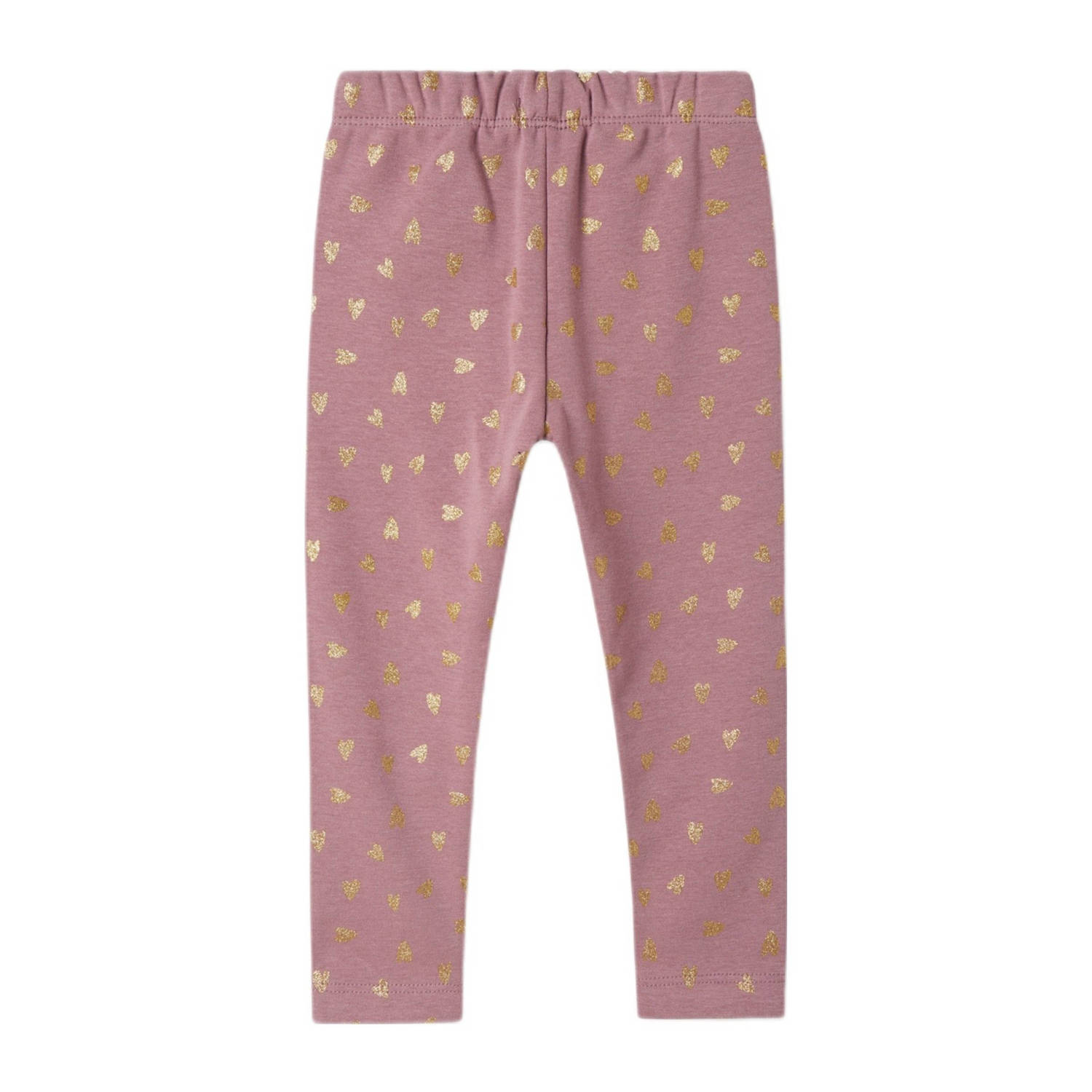 NAME IT MINI fleece legging NMFTAVINA met hartjes paars roze