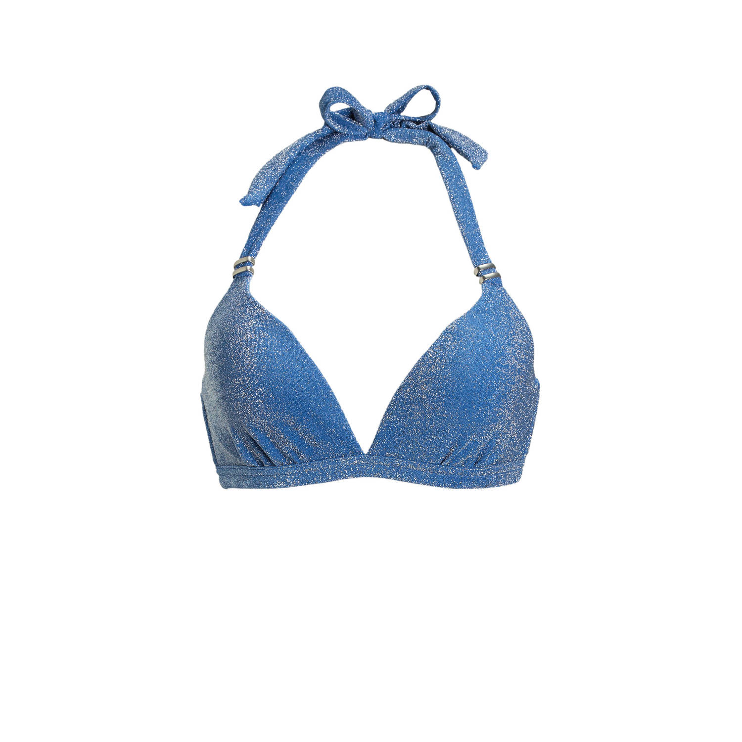 BEACHWAVE voorgevormde beugel bikinitop met lurex blauw