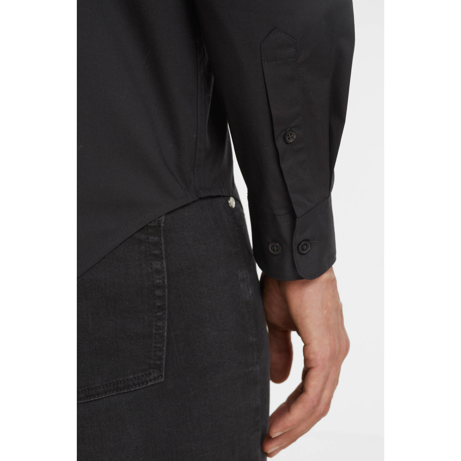 anytime regular fit poplin overhemd zwart