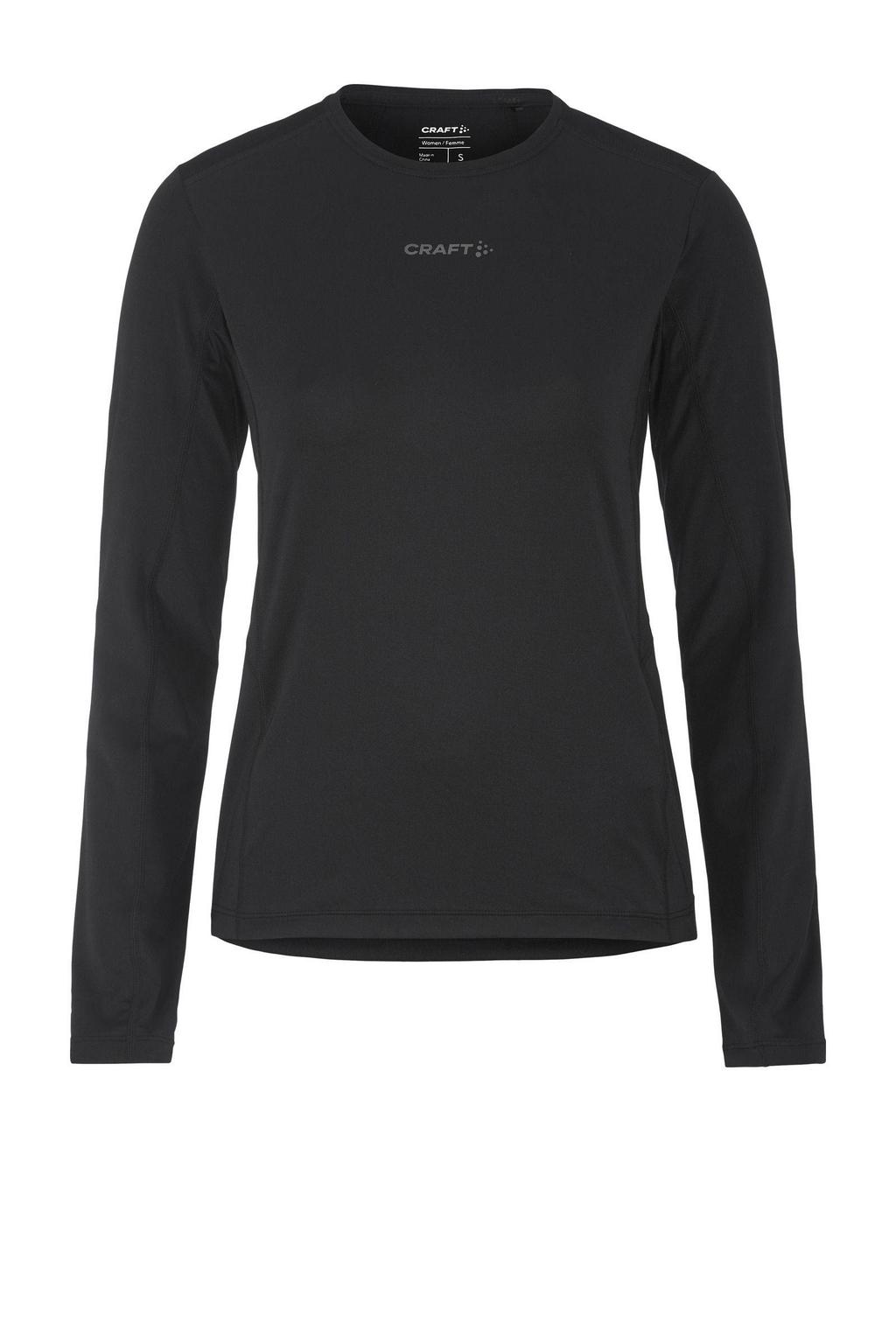 Zwarte dames Craft Essence sportshirt van polyester met lange mouwen en ronde hals